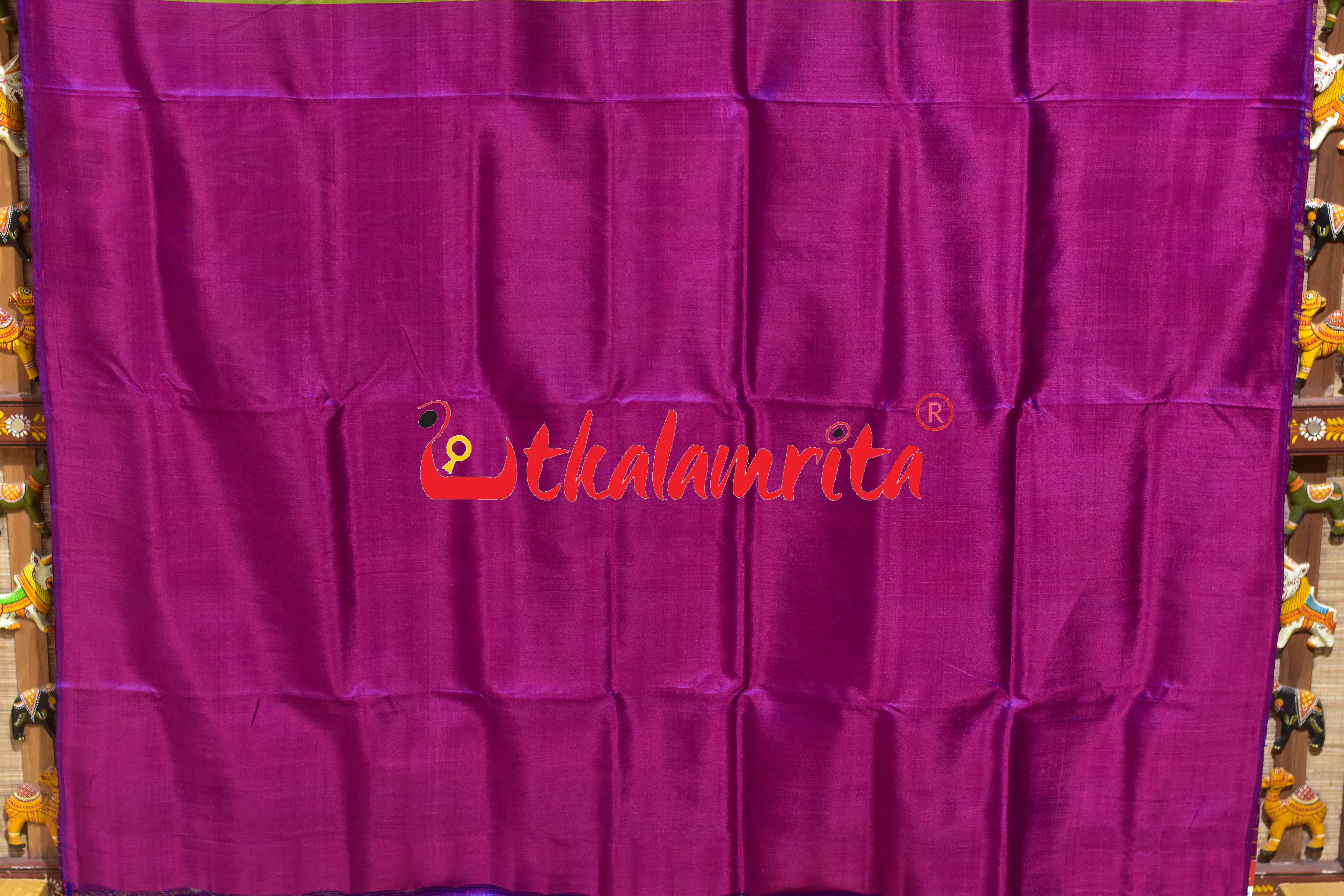 Lemon Green Magenta Khandua Silk Saree
