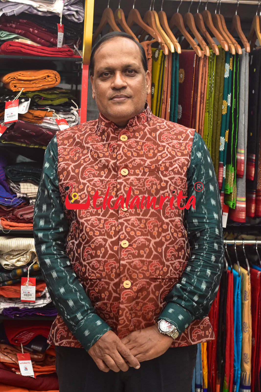 Maroon Chadhei Mix Silk (Modi Jacket)