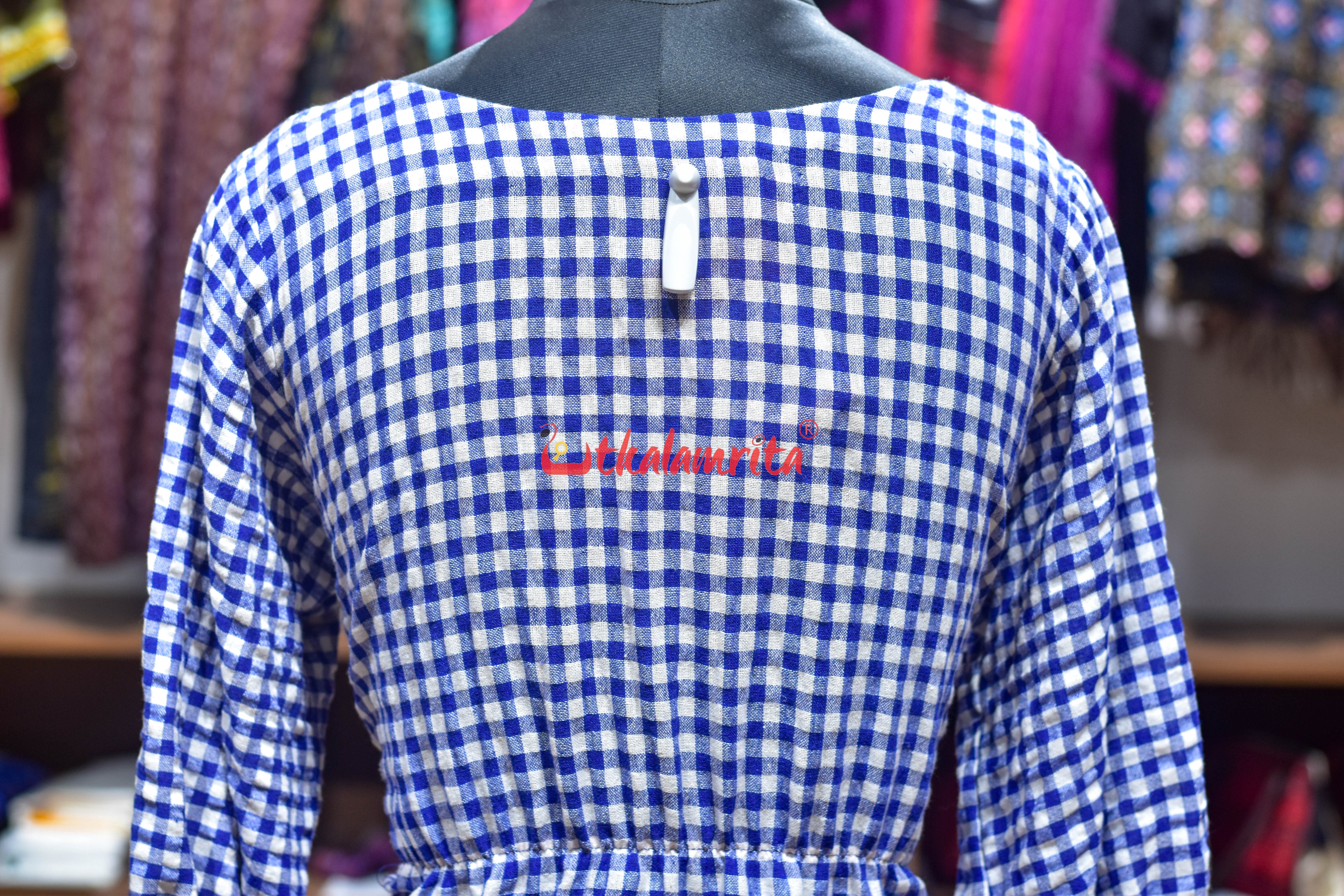 Thick Checks White Blue Kotpad (Ladies' Dress)