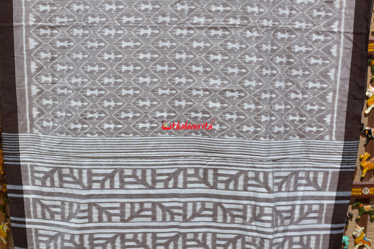 Thikiri Tribal BR Brown Maniabandha Cotton Saree