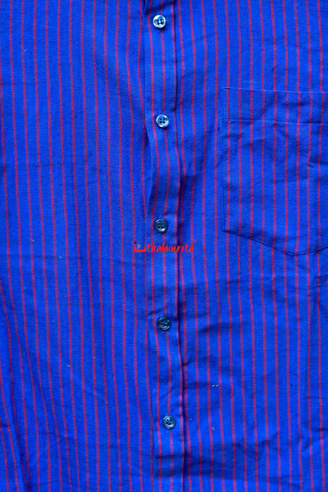 Indigo With Red Stripes Kotpad (Half Shirt)