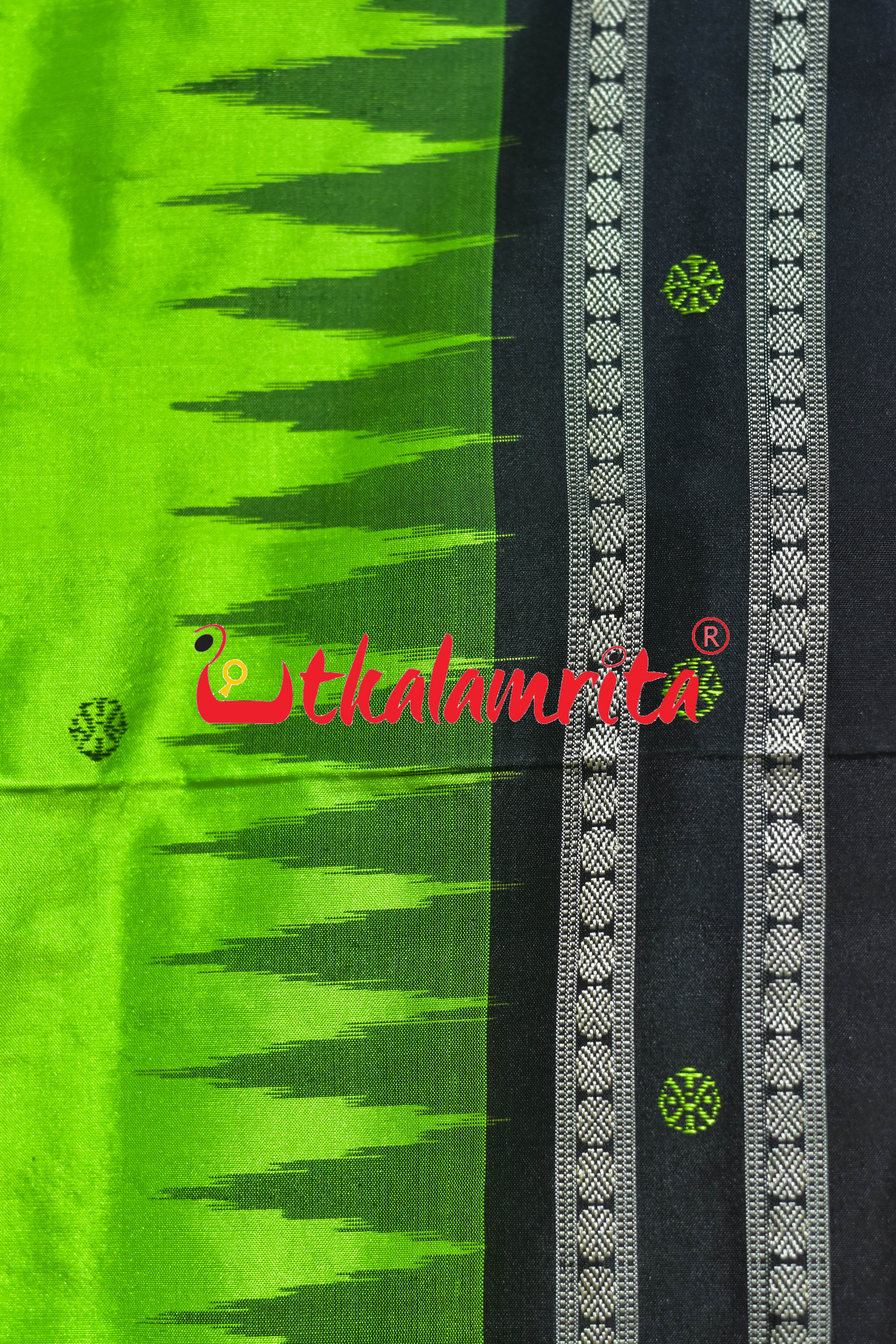 Green Black Nandighosha Bomkai Silk Saree