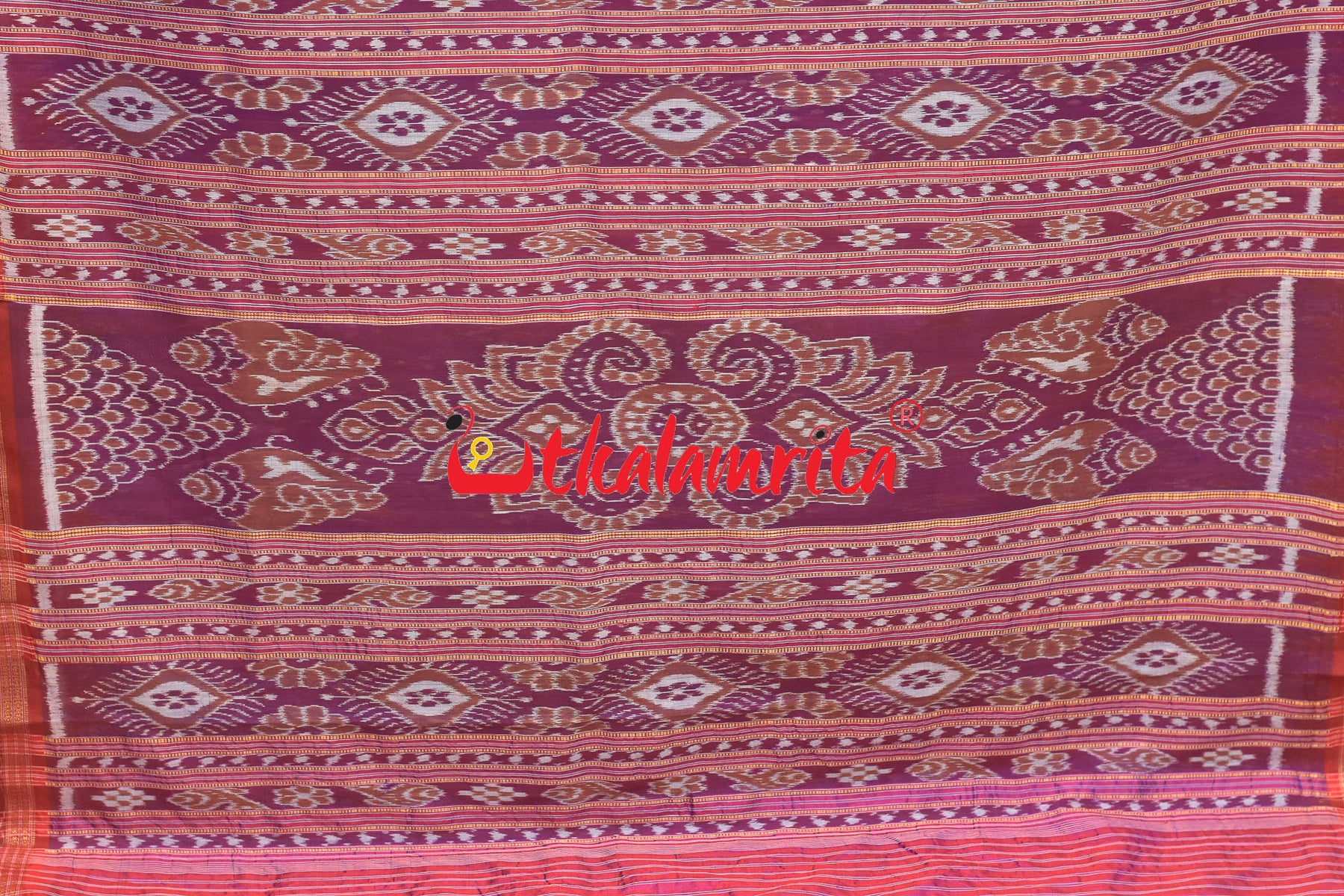 Blue Red Chandrika Khandua Silk Saree