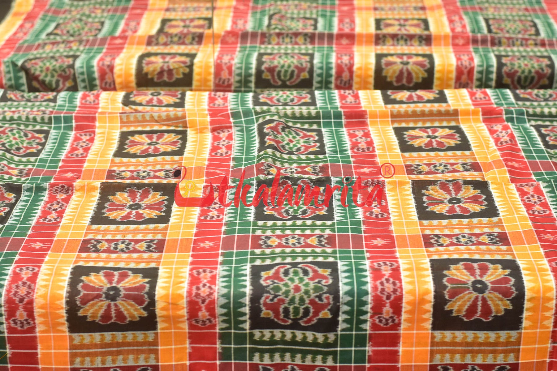 Utkala Lakhmi Dark Green Sambalpuri (fabric)