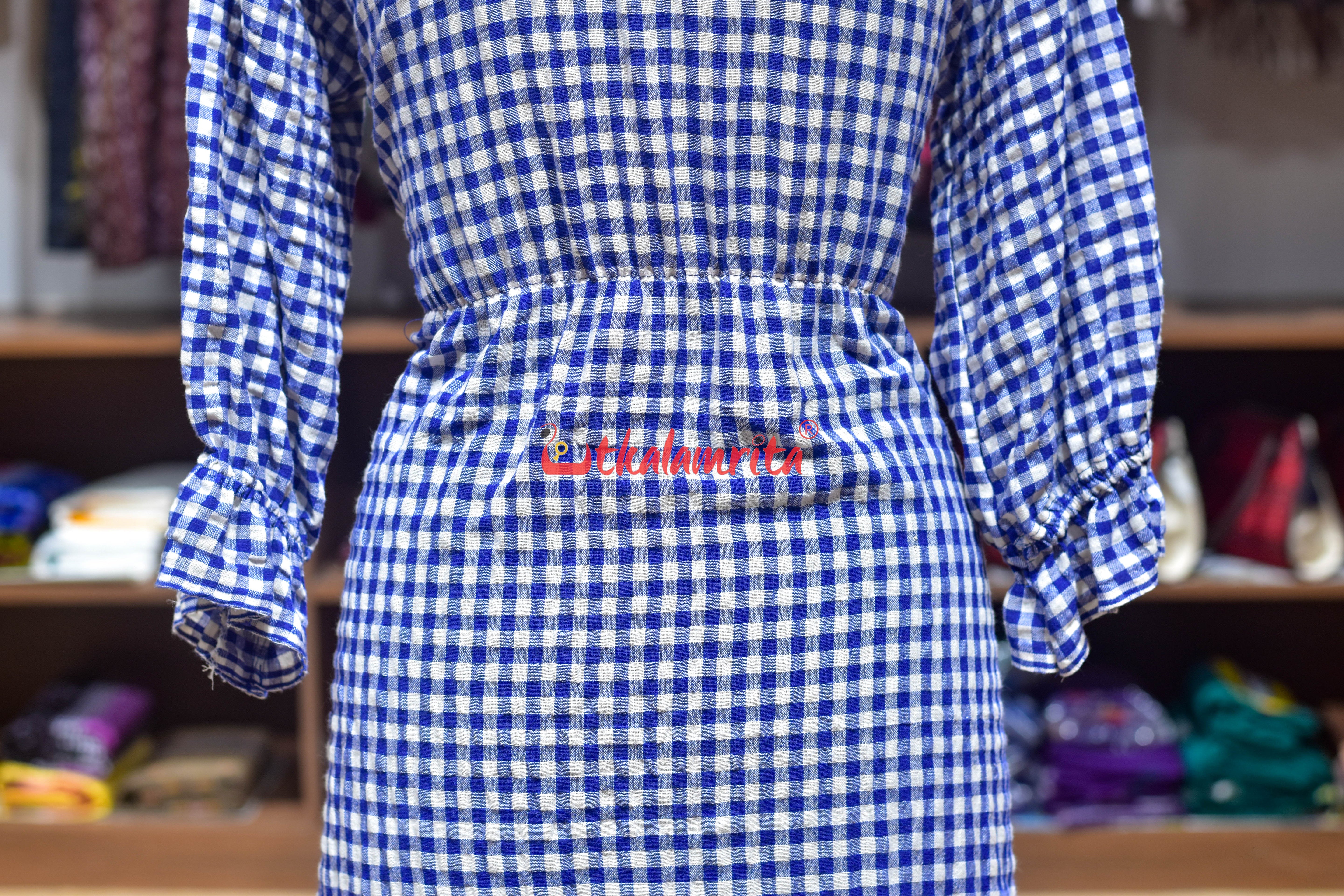 Thick Checks White Blue Kotpad (Ladies' Dress)