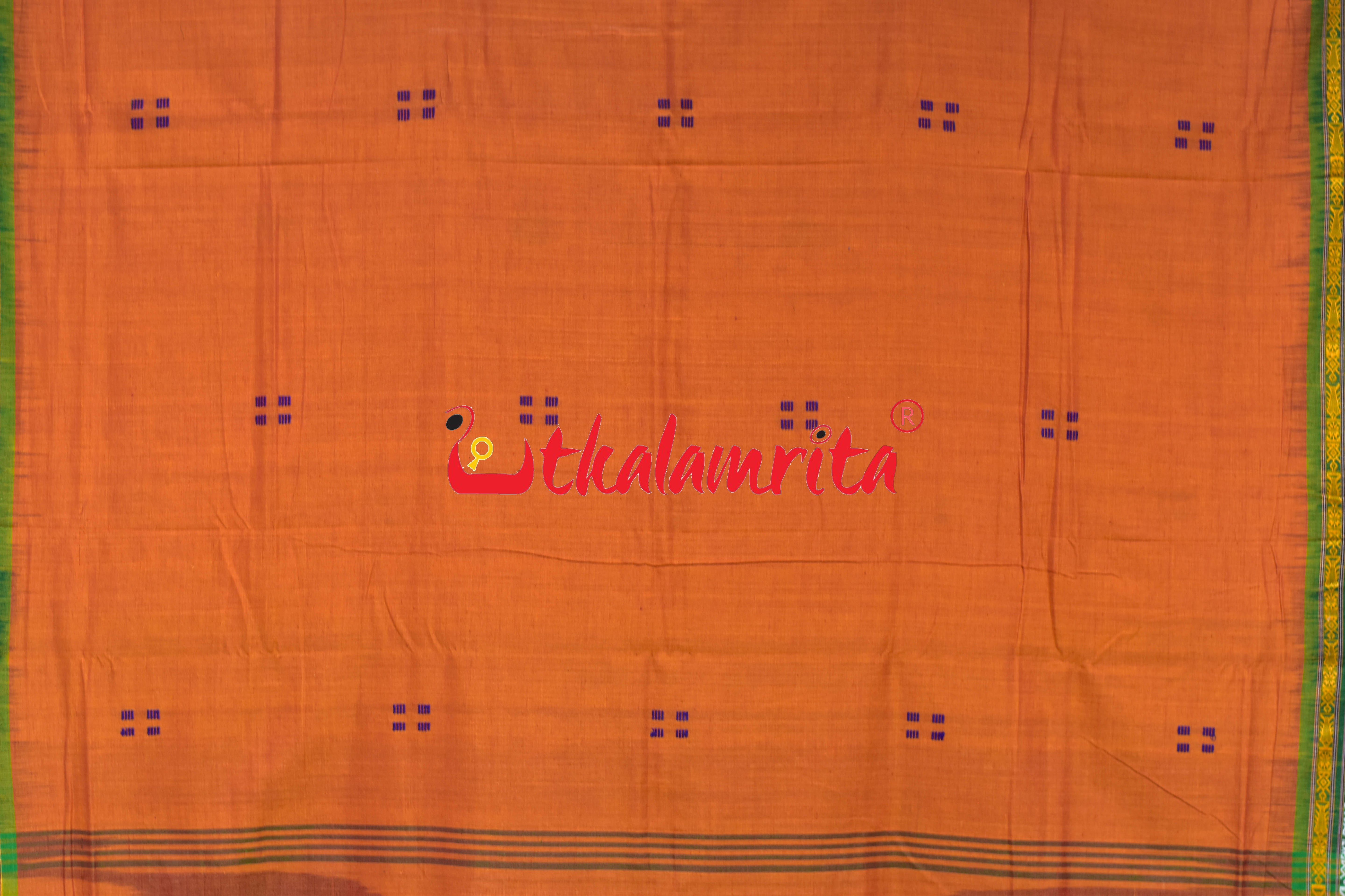 Rust Buta Phula Anchal Dhalapathar Cotton Saree