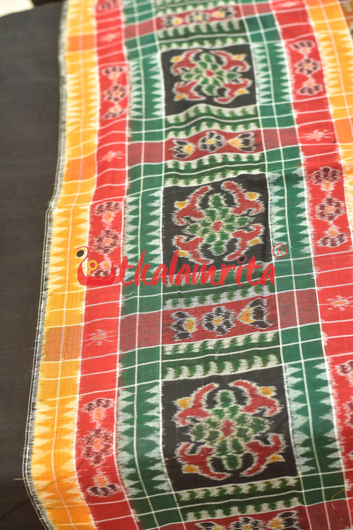 Utkala Lakhmi Dark Green Sambalpuri (fabric)