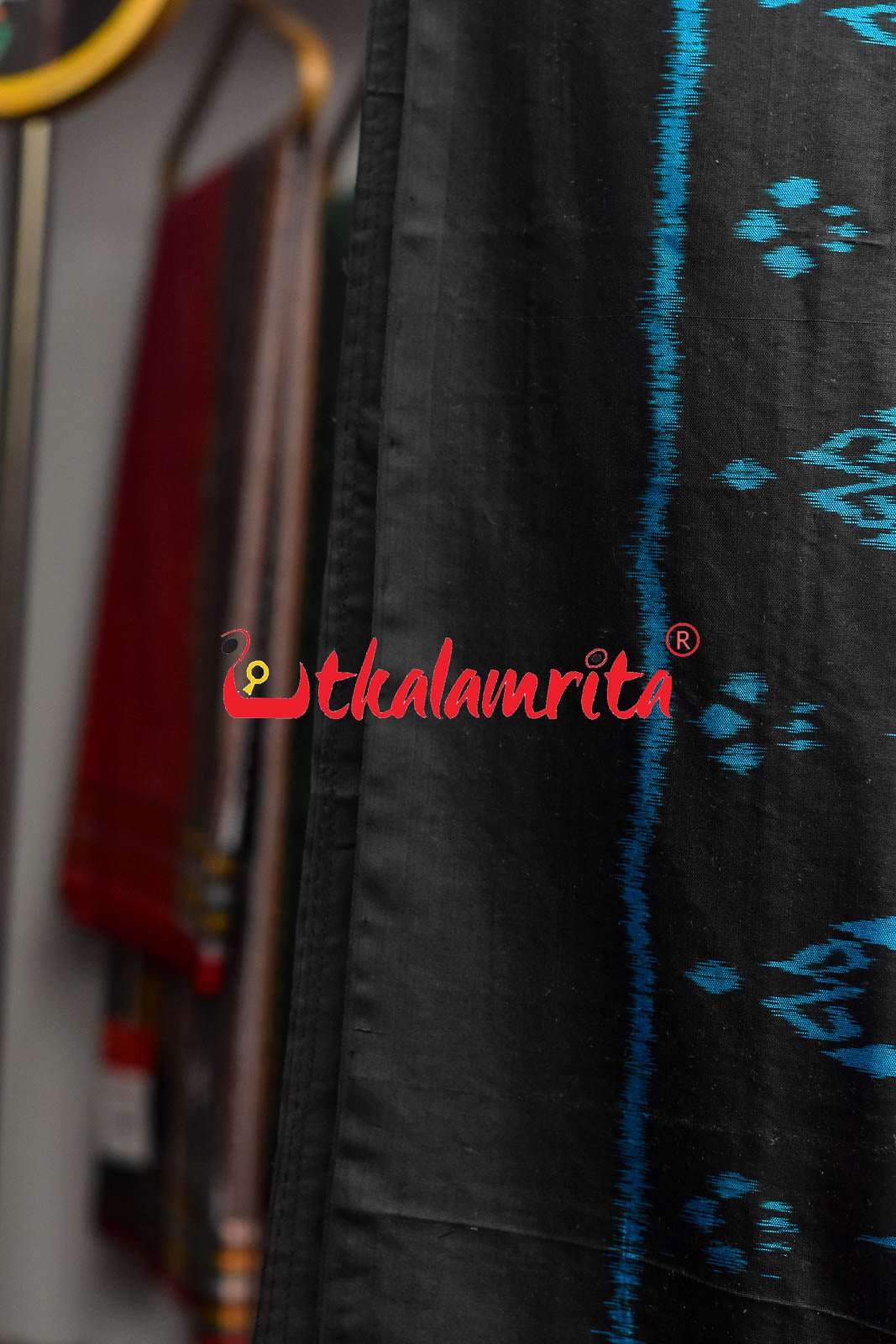 Copper Solphet Black Combodian Ikat Silk Saree