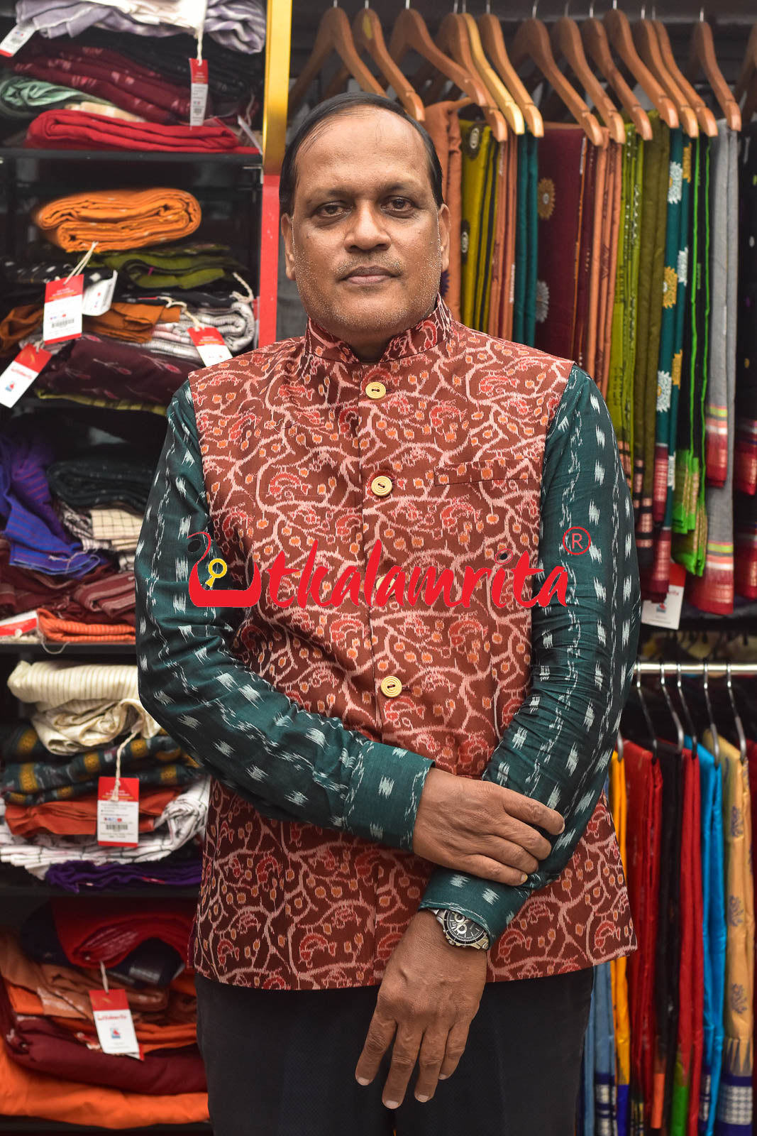 Maroon Chadhei Mix Silk (Modi Jacket)