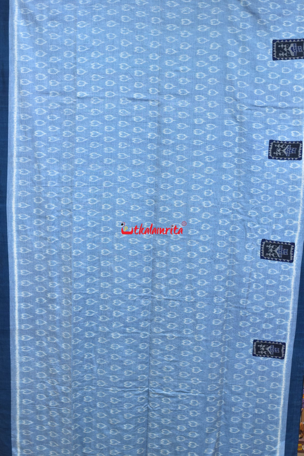 Blue Hearts Single Ikat Tribal Jharaka Anchal Designer Saree