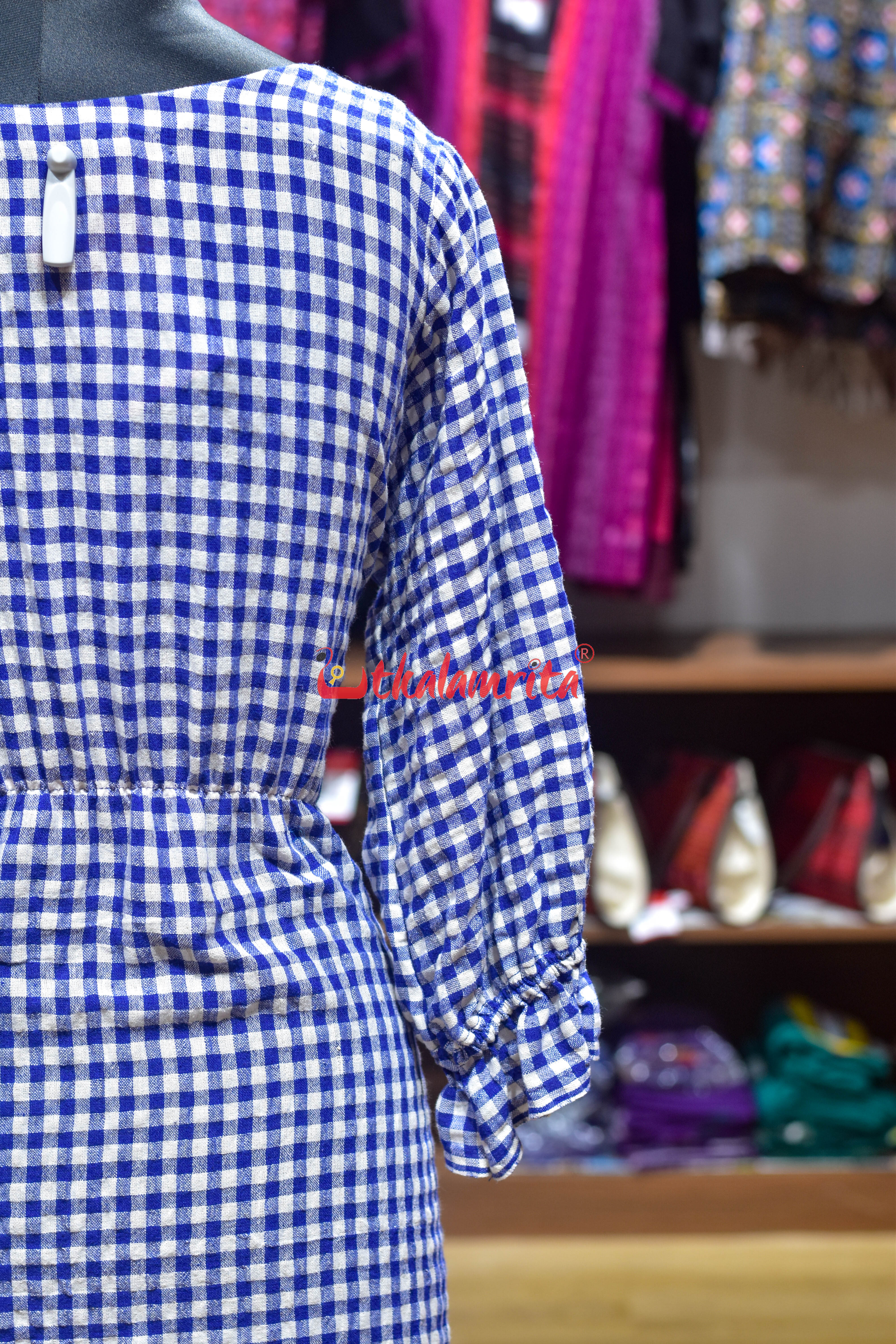 Thick Checks White Blue Kotpad (Ladies' Dress)