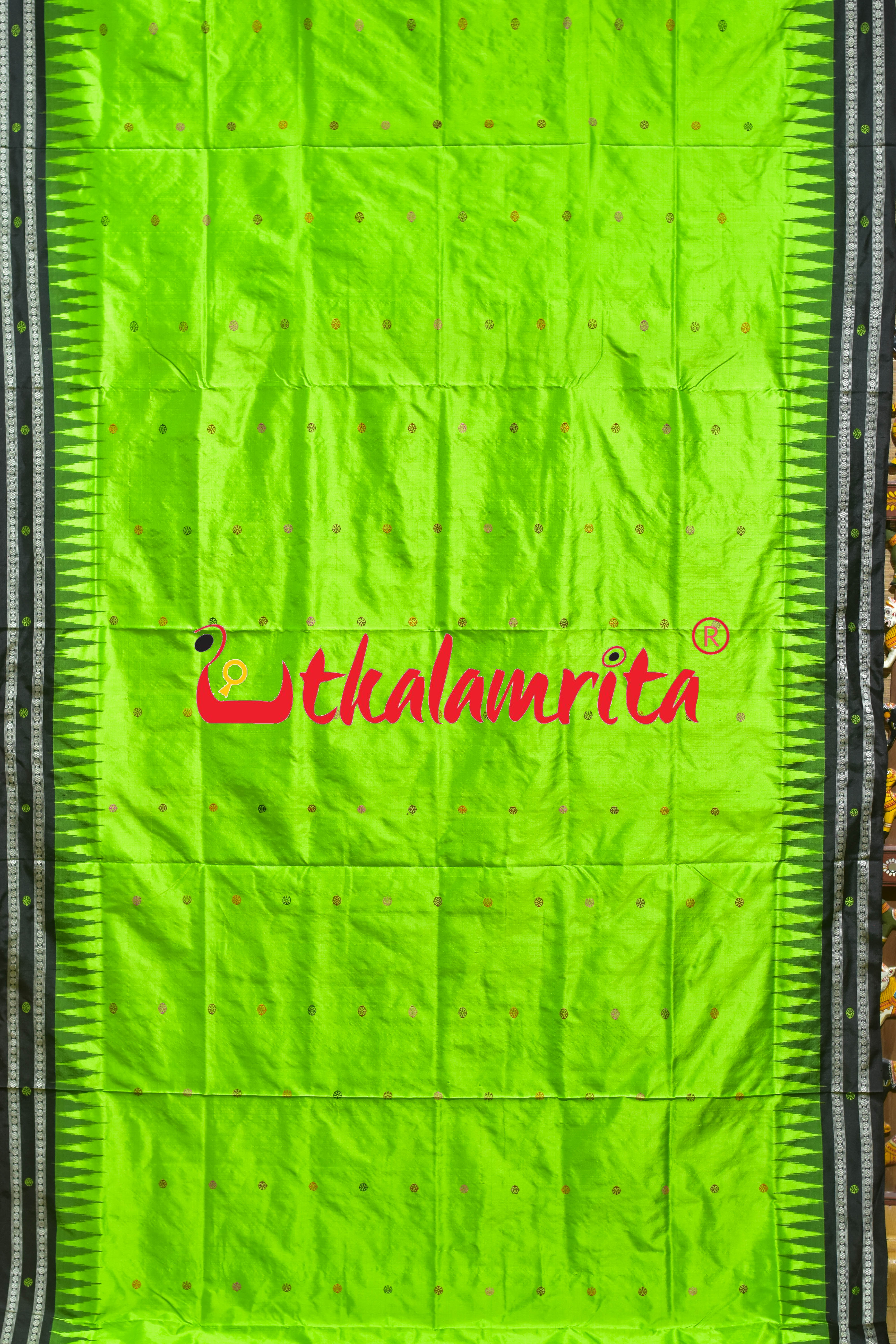 Green Black Nandighosha Bomkai Silk Saree