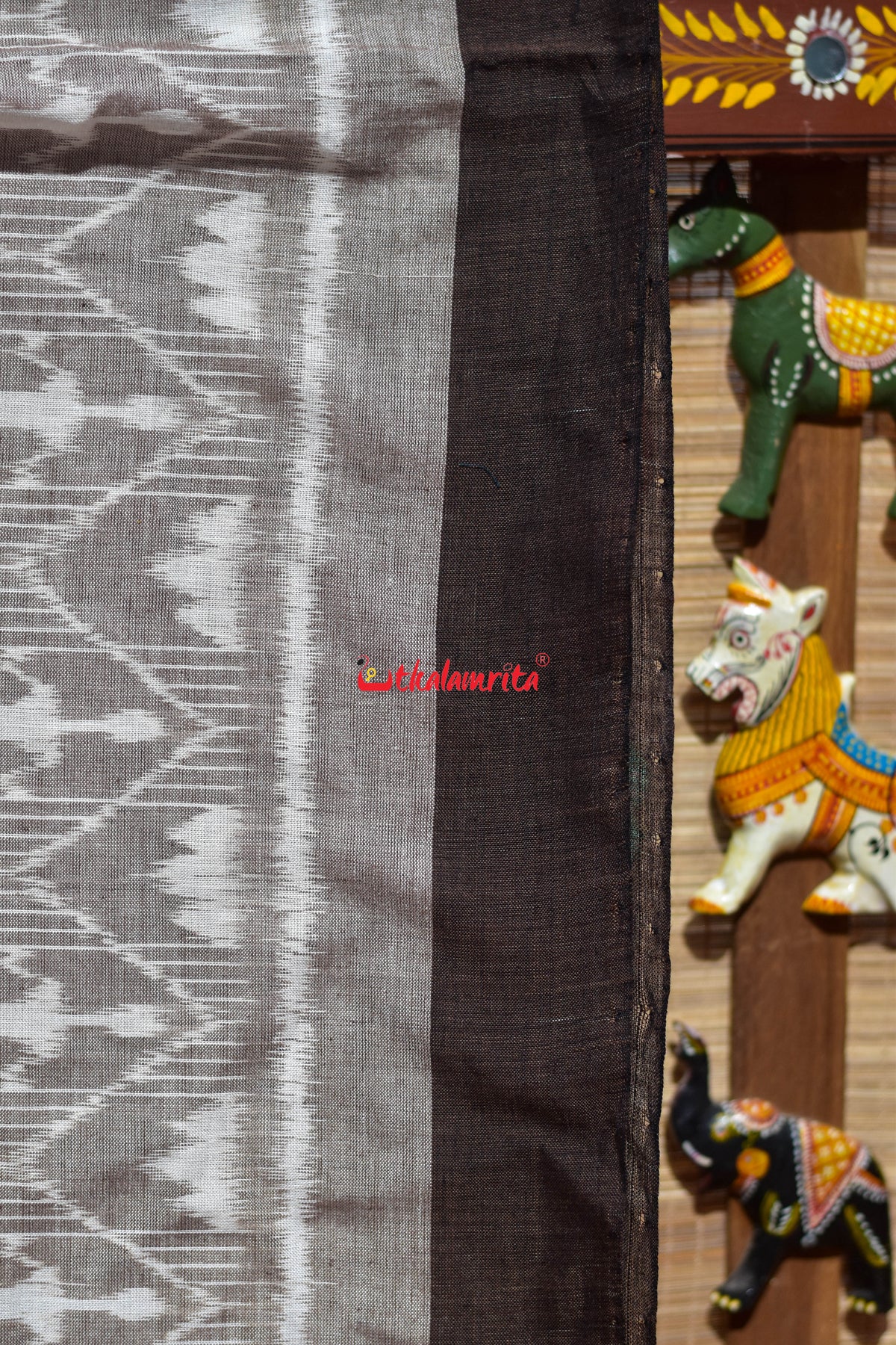 Thikiri Tribal BR Brown Maniabandha Cotton Saree