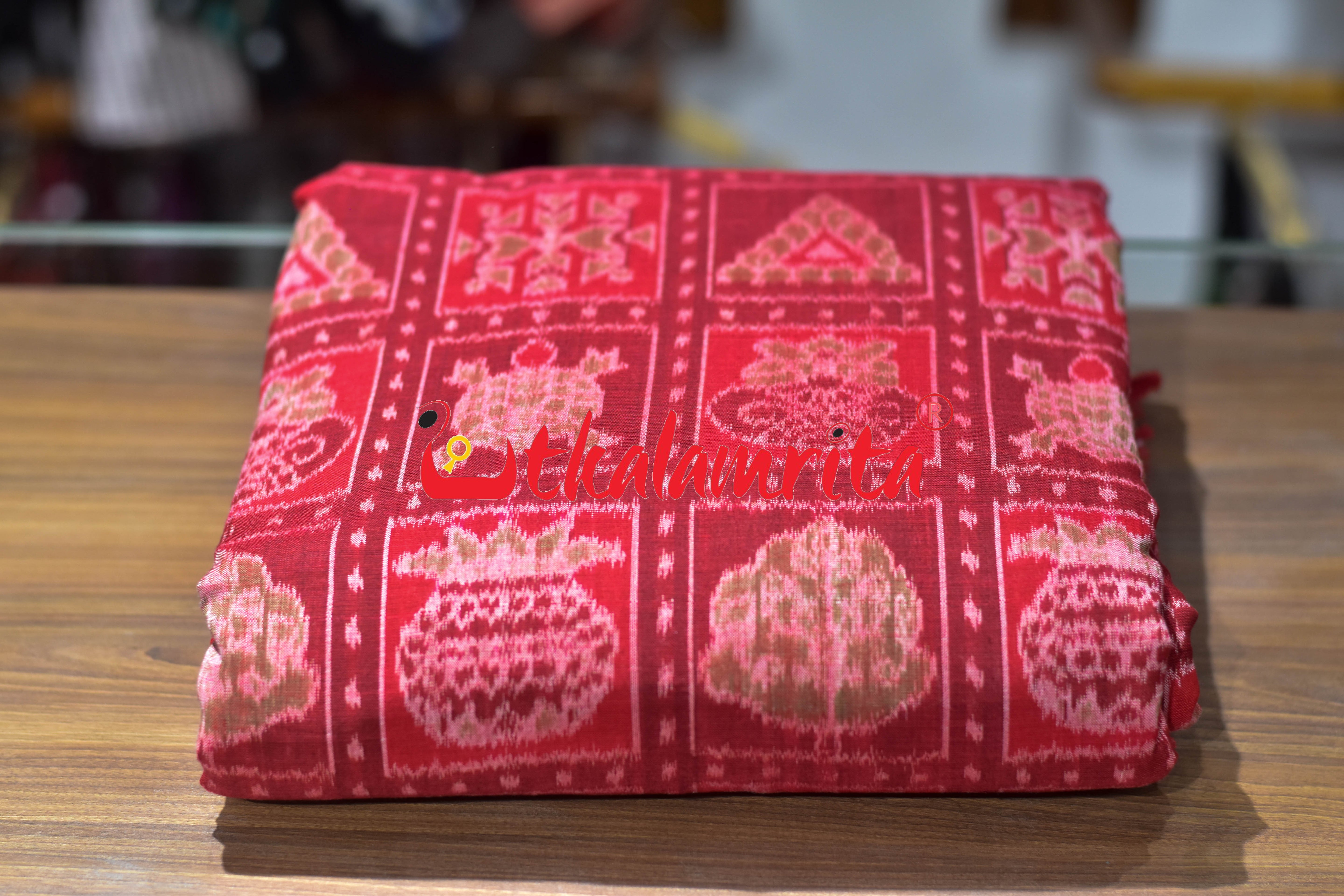 Dasakothi Maroon Red Sambalpuri Cotton (Fabric)