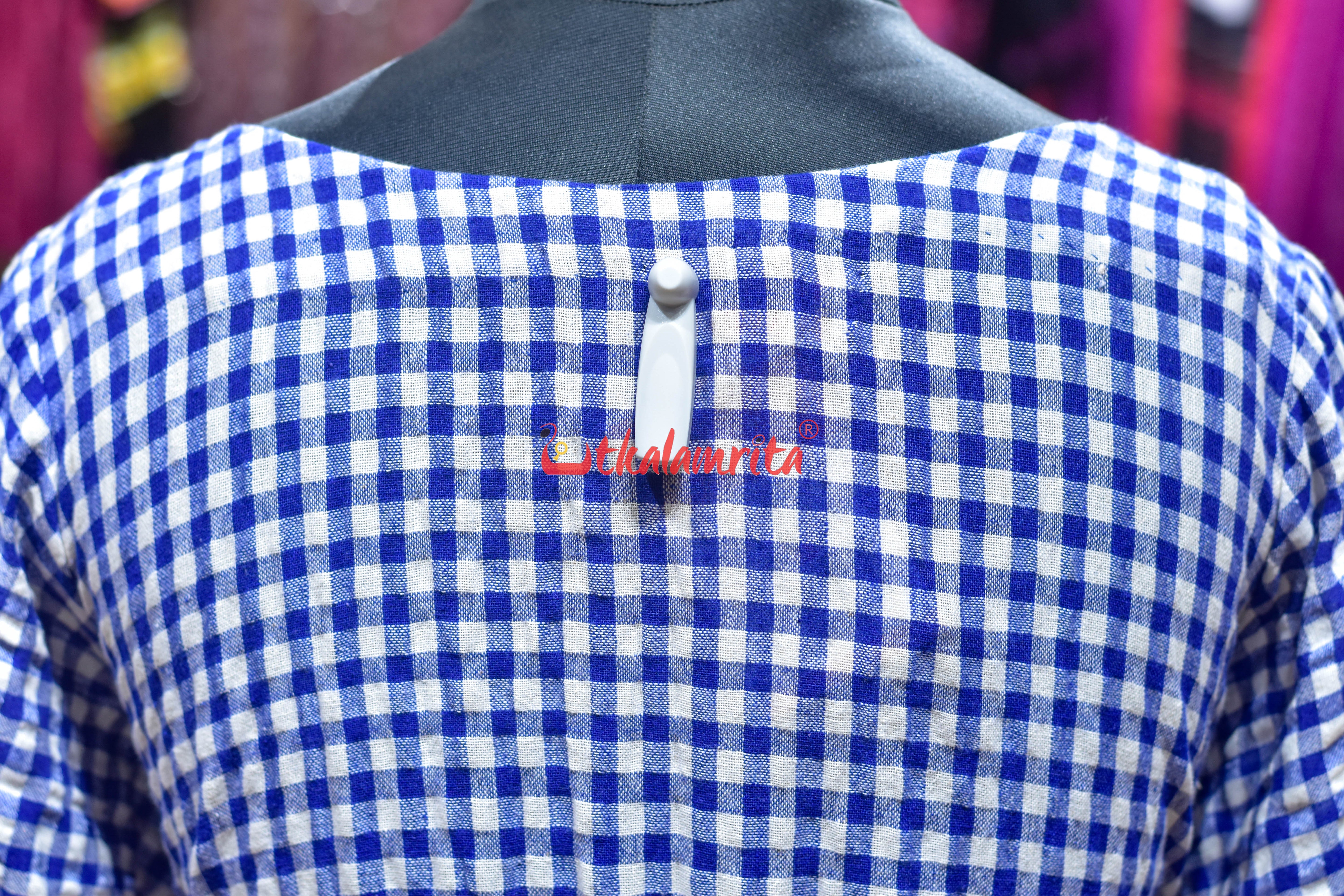 Thick Checks White Blue Kotpad (Ladies' Dress)