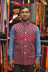 3D Coffee Maroon Sambalpuri Cotton (Modi Jacket)