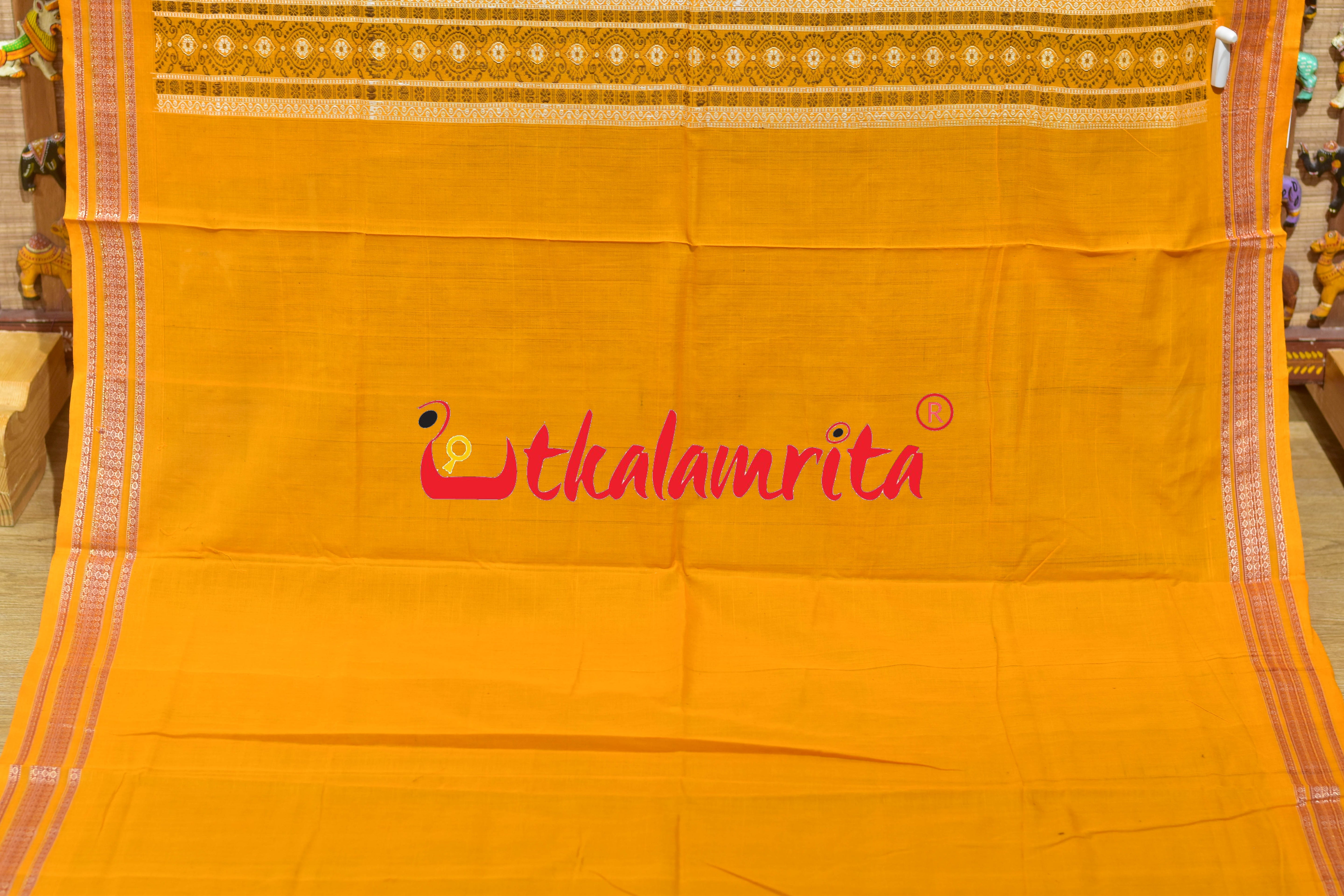 Green Yellow Double Chaal Doll Bomkai Cotton Saree