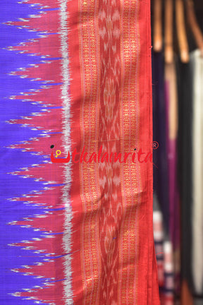 Blue Red Chandrika Khandua Silk Saree