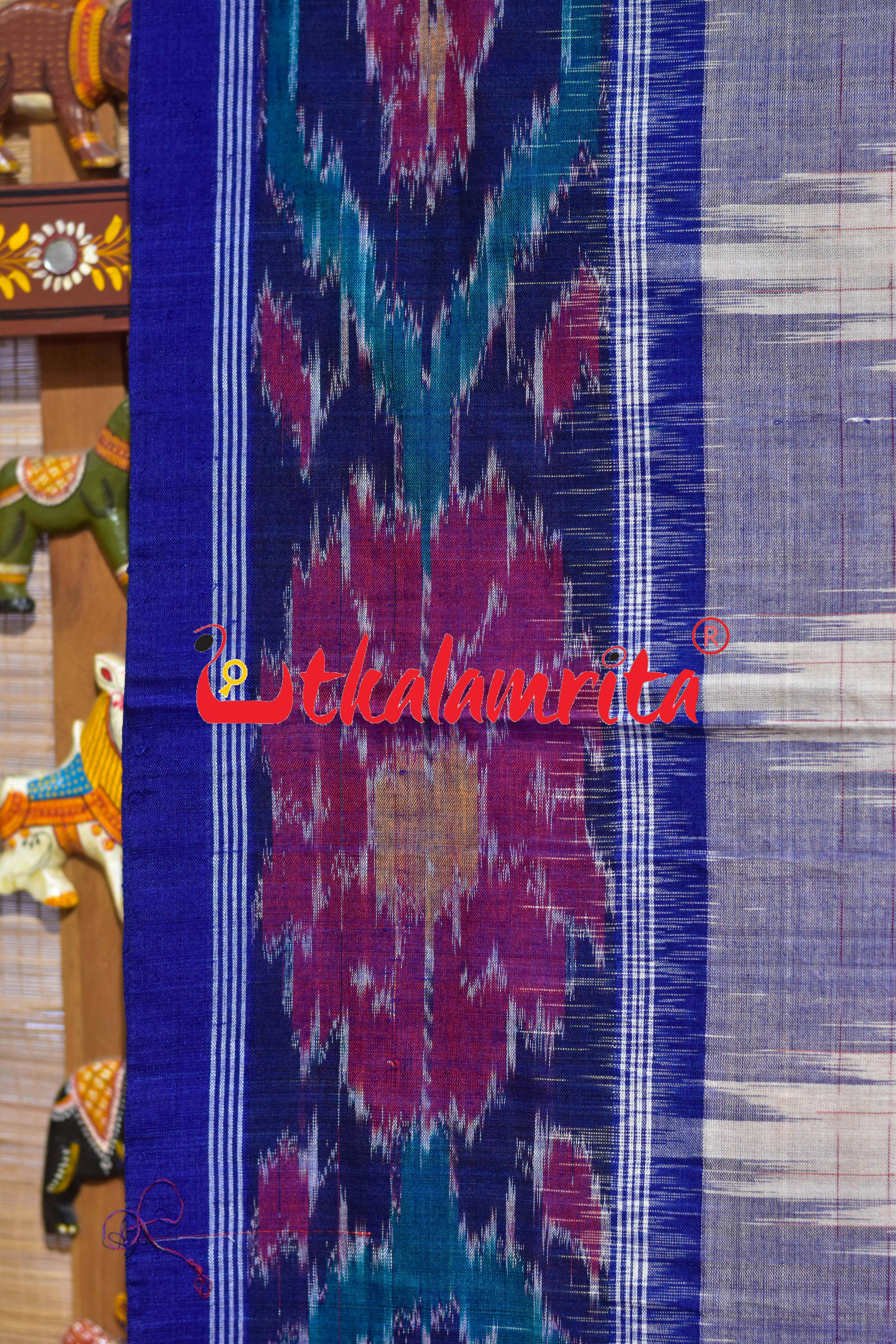 Off White Ganga Jamuna Temple Scot Khandua Cotton Saree