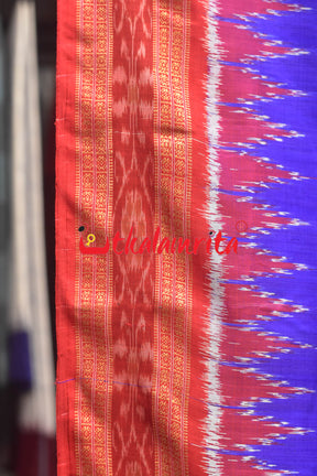 Blue Red Chandrika Khandua Silk Saree