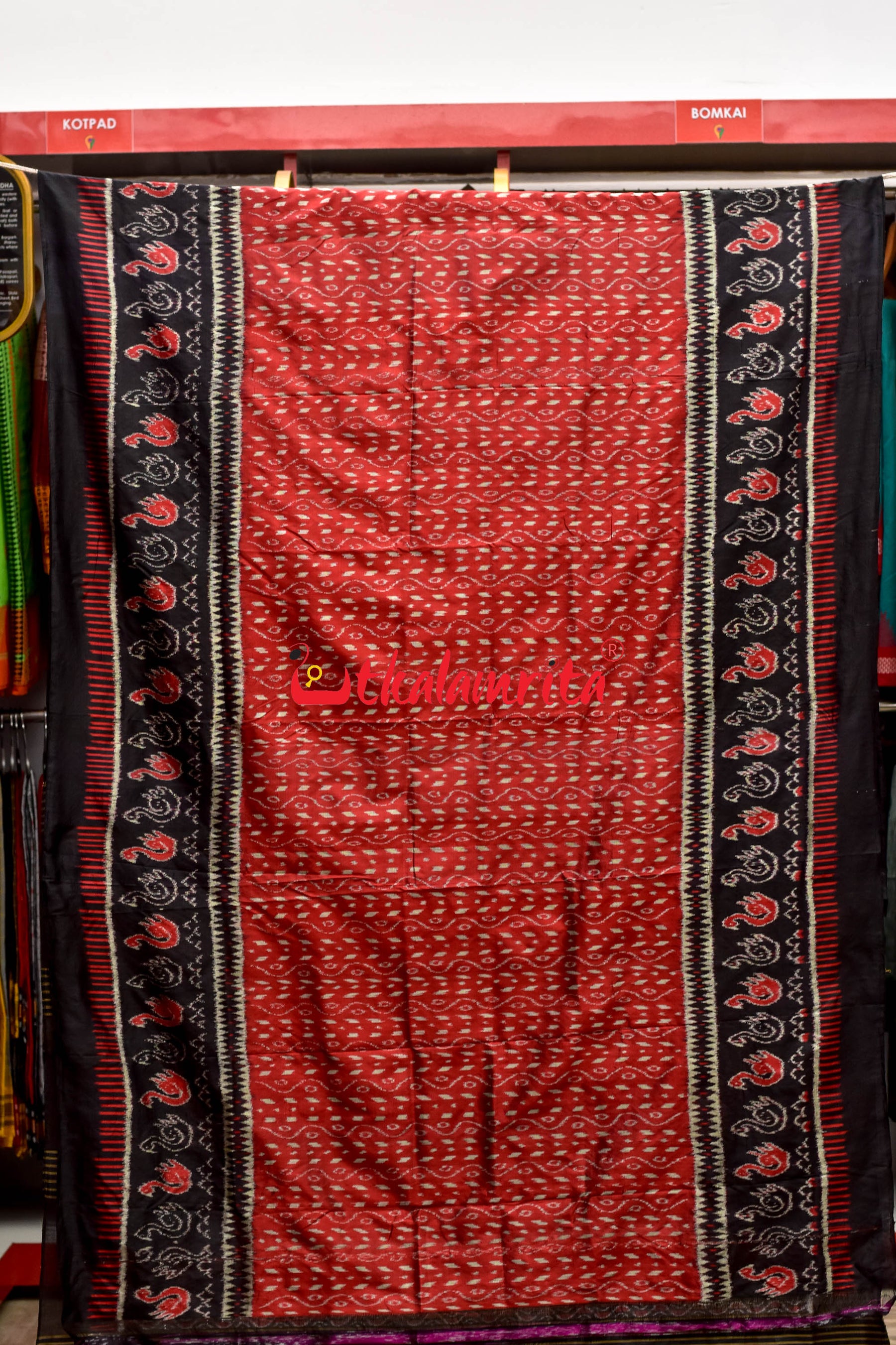 Red Black Bataka Scot Khandua Silk with BP