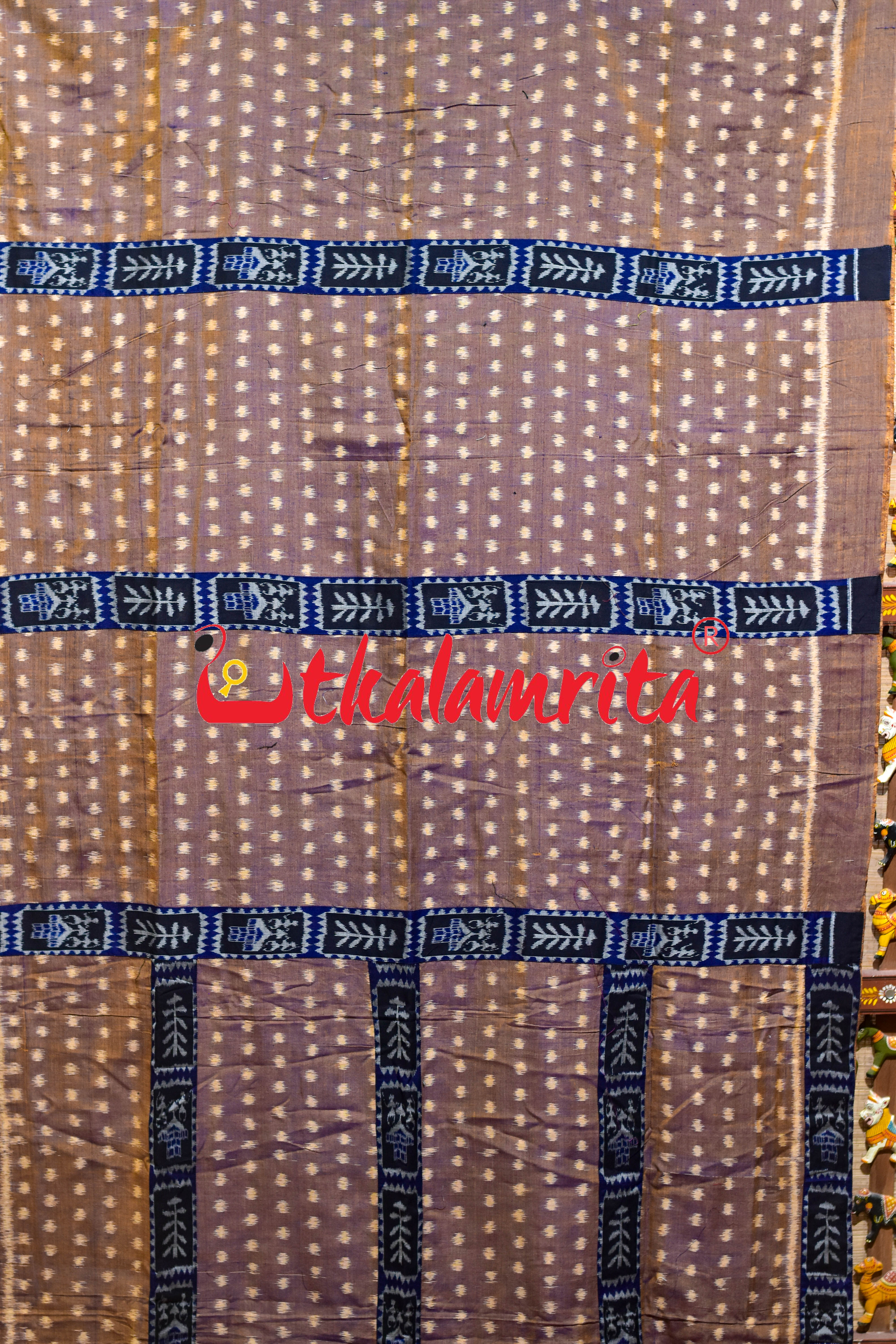 Golden Double Shade Buti Tribal Jharaka Designer Ikat Saree