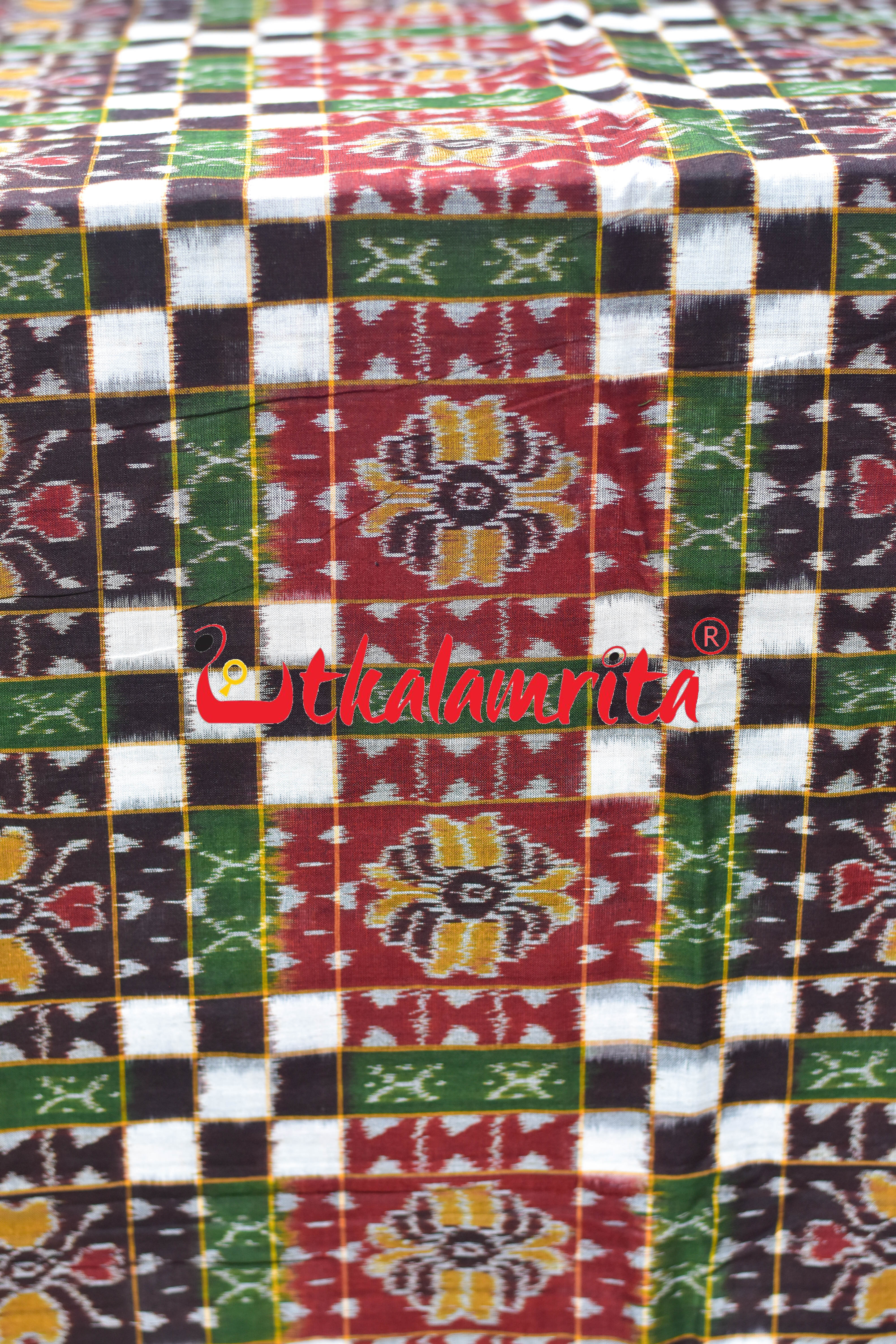 Coffee White Flower Bandha Sambalpuri Cotton (Fabric)