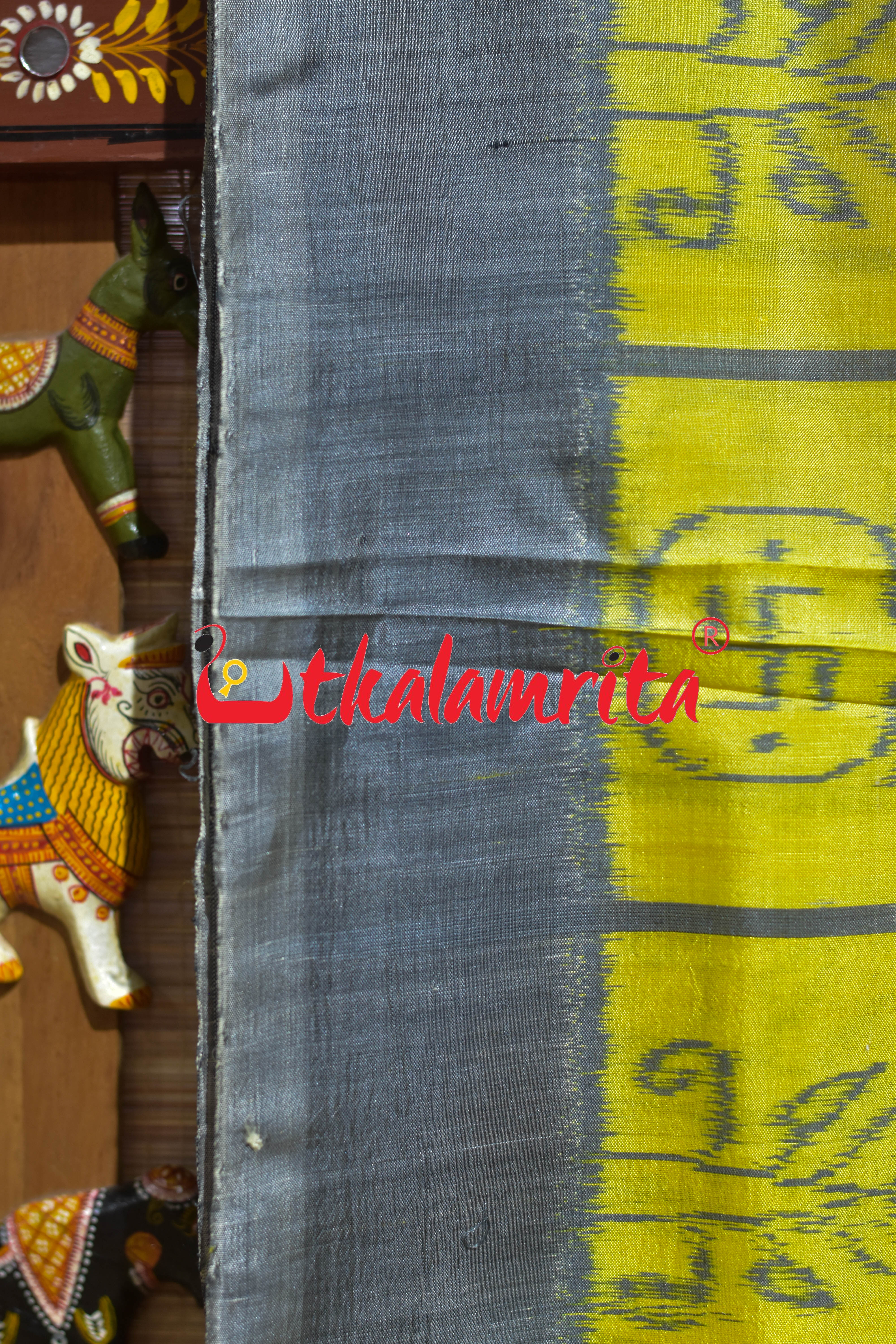 Yellow Grey Nabakothi Khandua Silk Saree