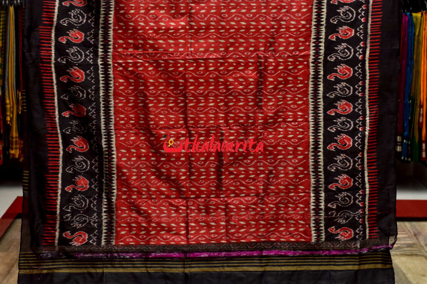 Red Black Bataka Scot Khandua Silk with BP