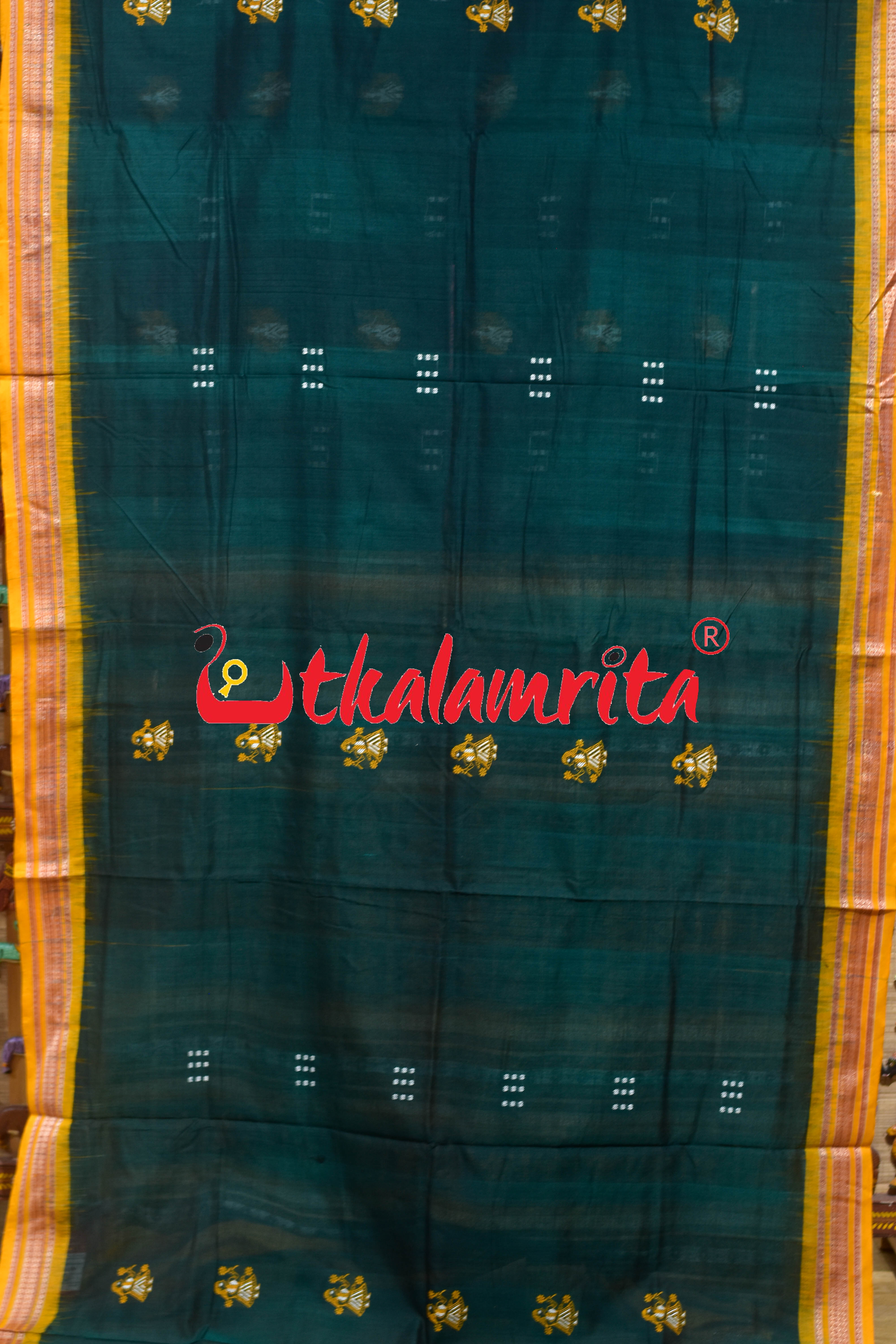 Green Yellow Double Chaal Doll Bomkai Cotton Saree
