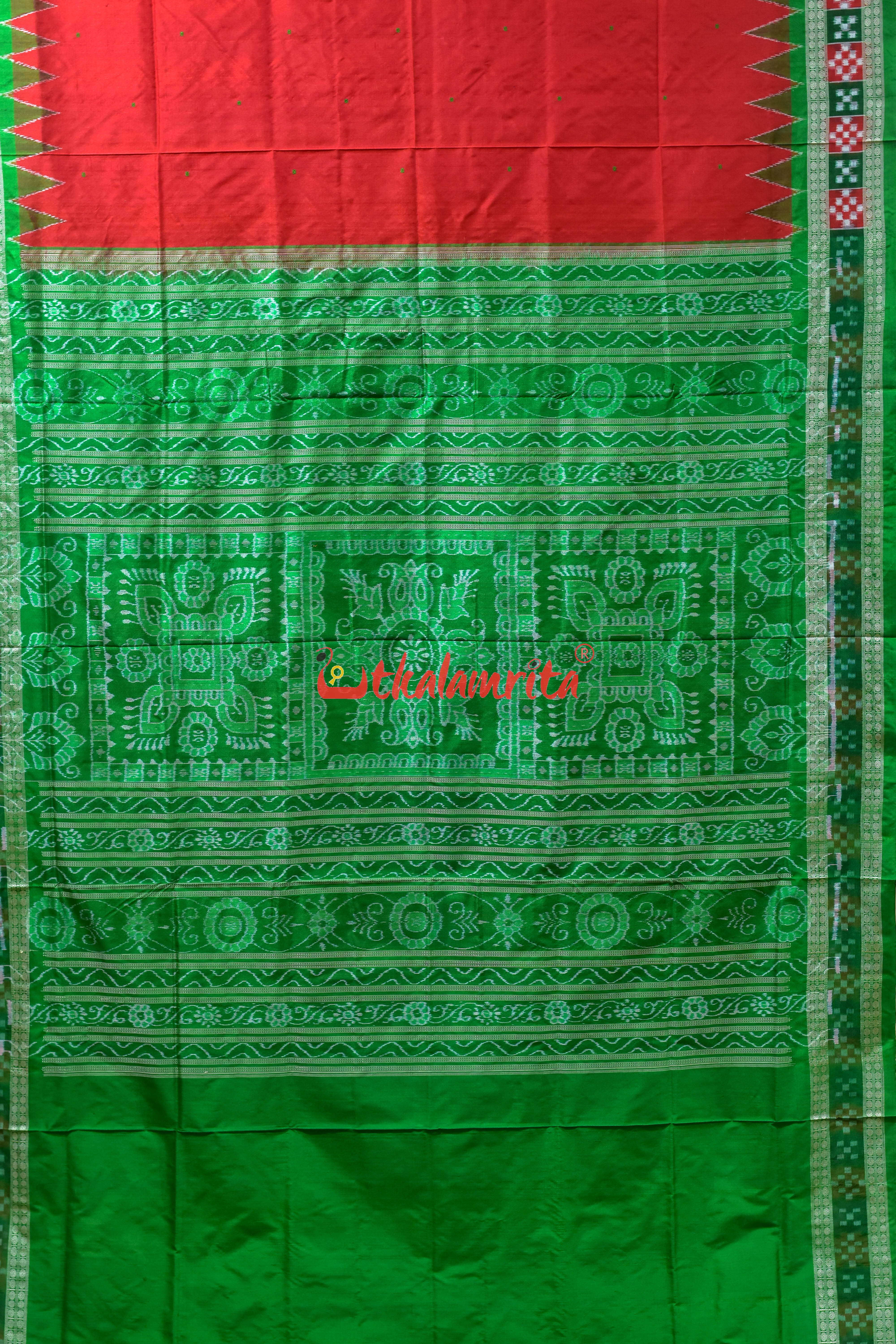Red Border Pasapali Sambalpuri Silk Saree