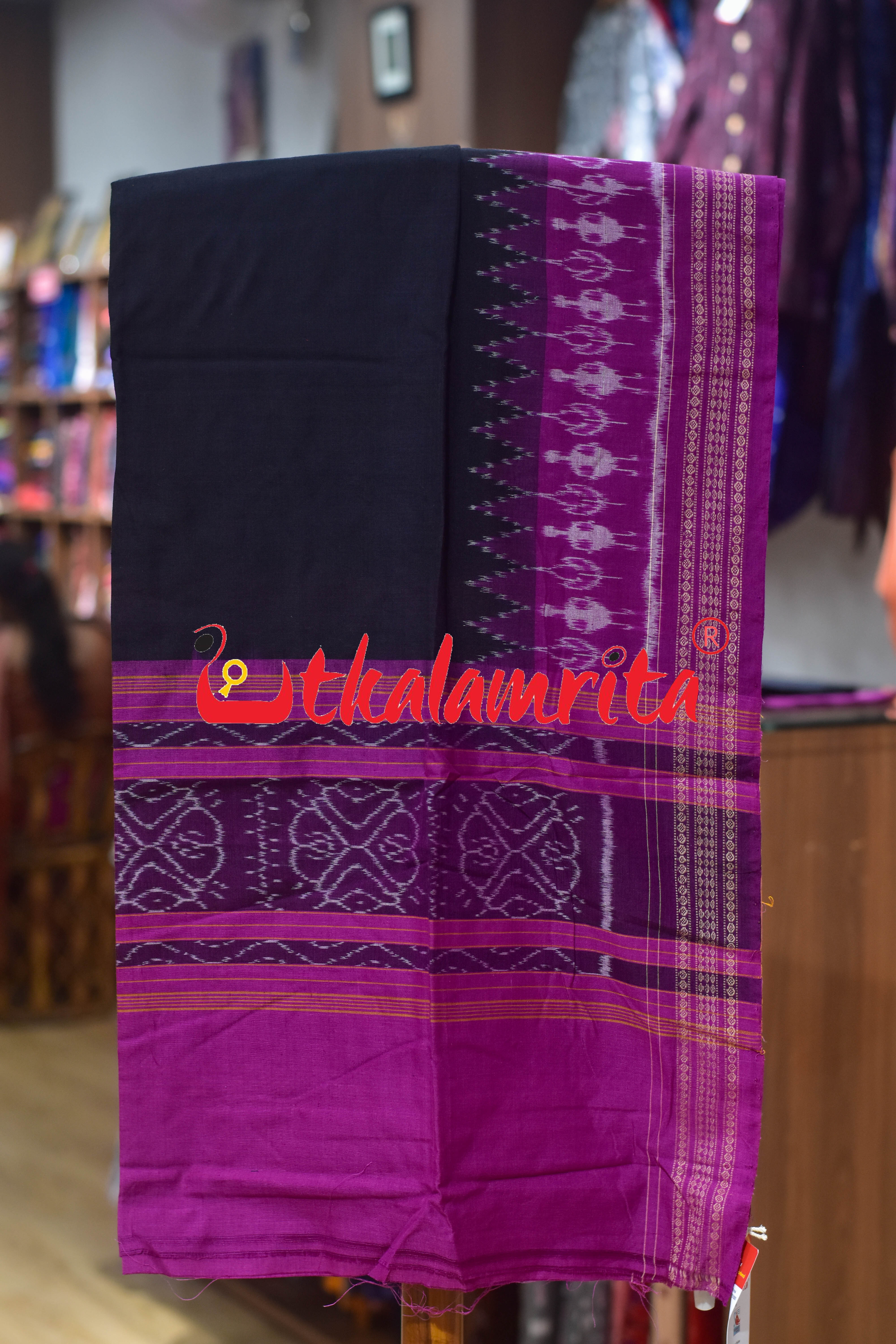 Purple Black Cut Tribals Sambalpuri Cotton Dress Set