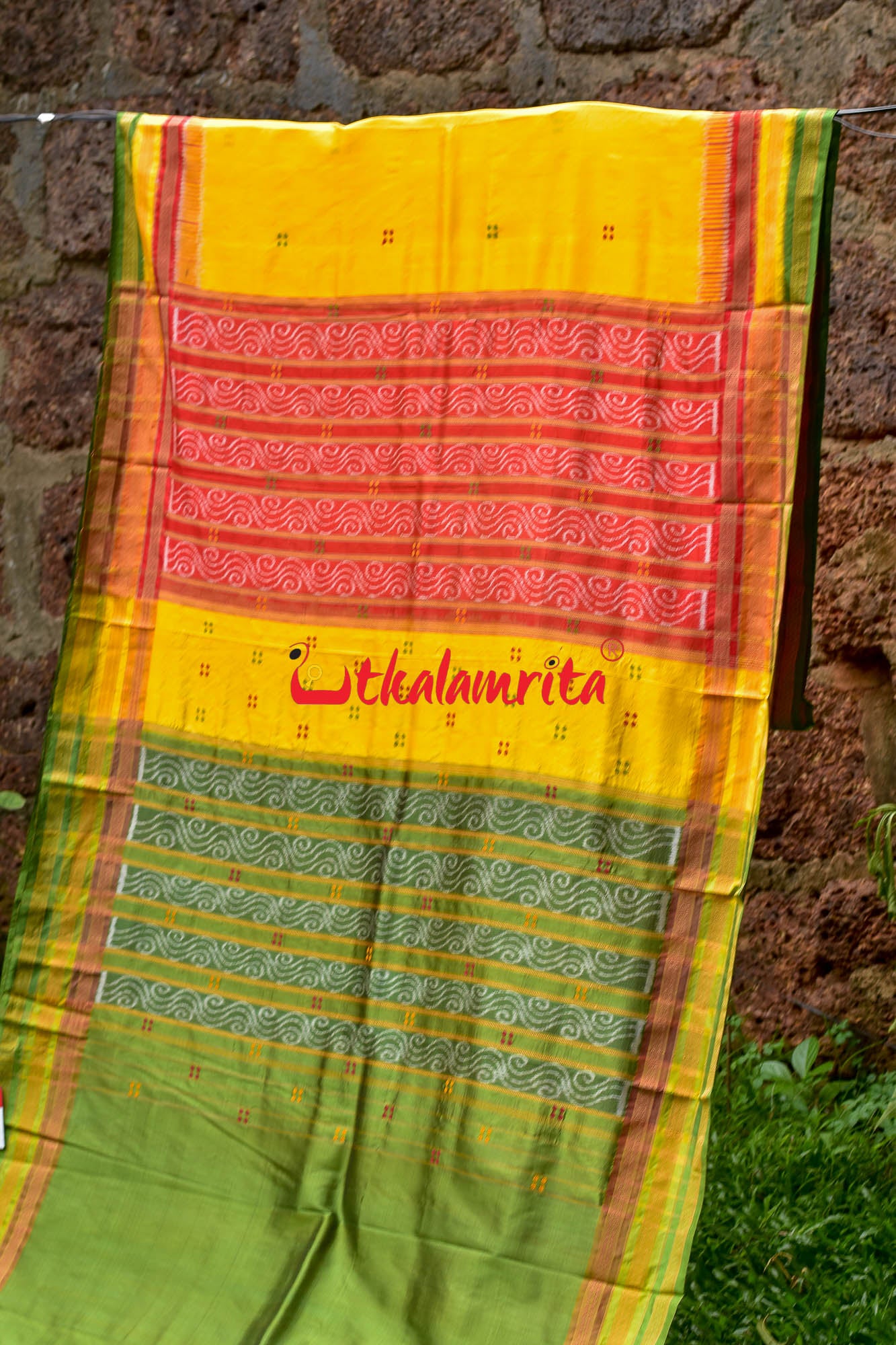 Lemon Yellow Kathifera Silk Saree