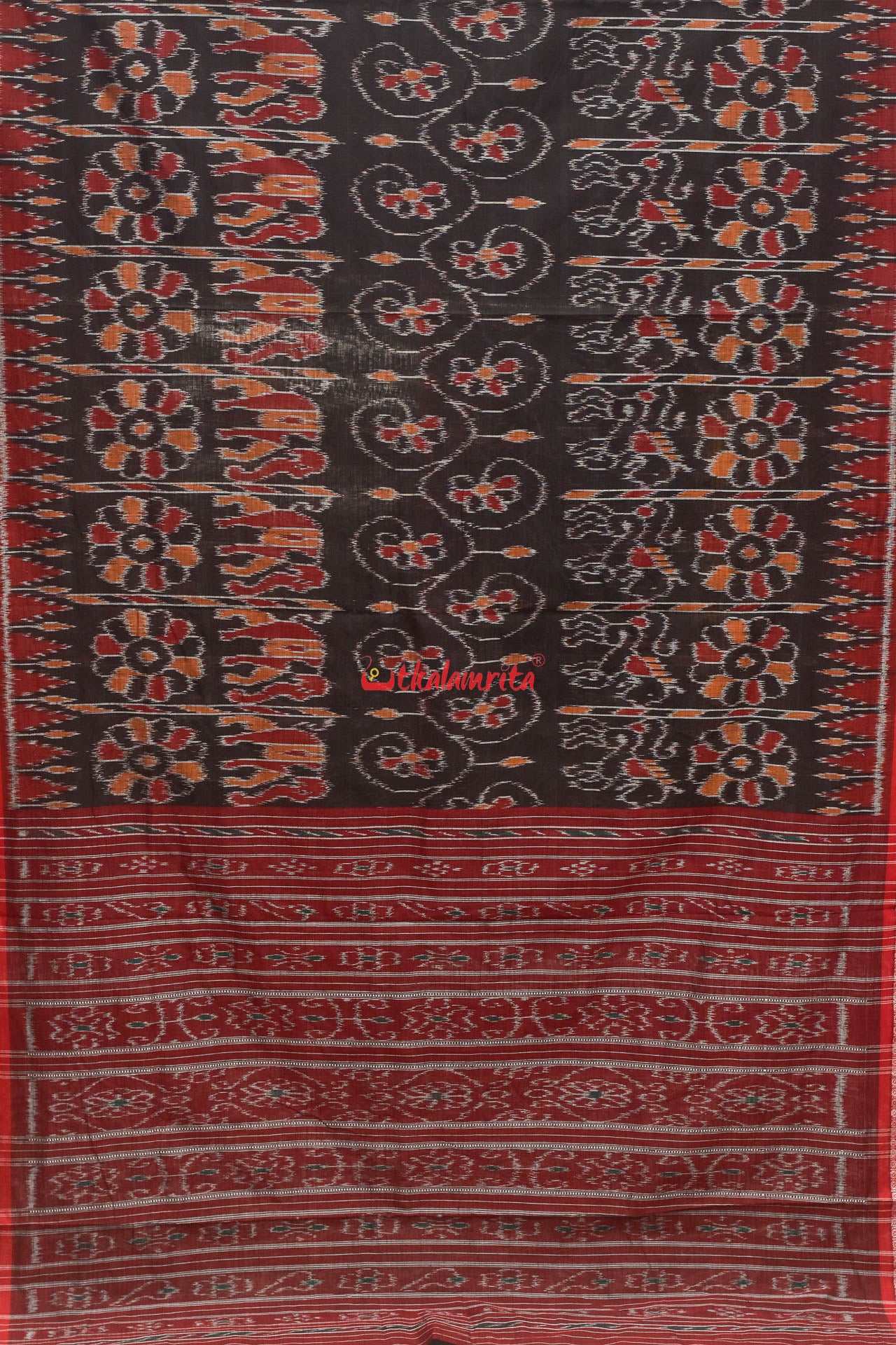 Black Elephant Khandua Cotton Saree