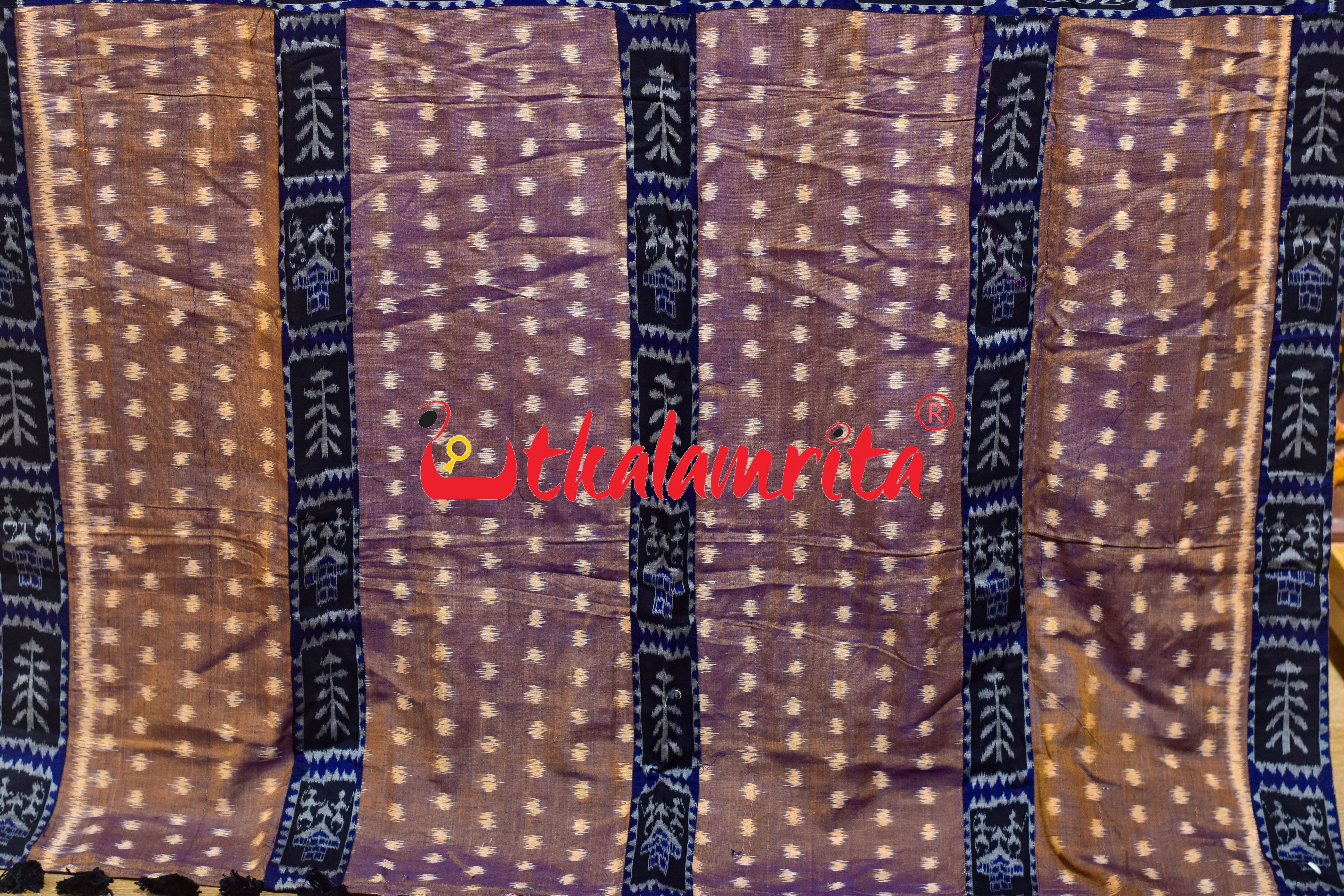 Golden Double Shade Buti Tribal Jharaka Designer Ikat Saree