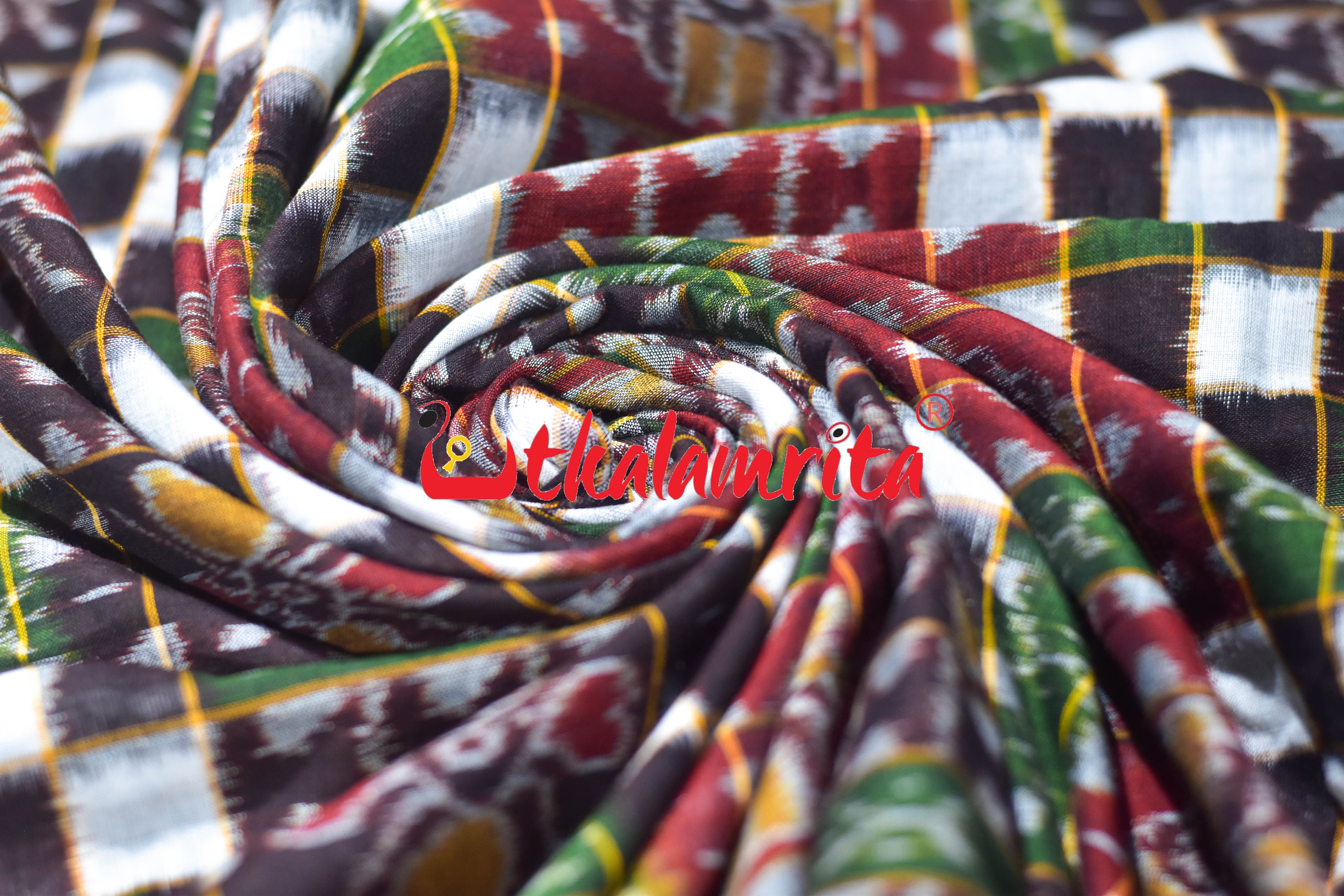 Coffee White Flower Bandha Sambalpuri Cotton (Fabric)