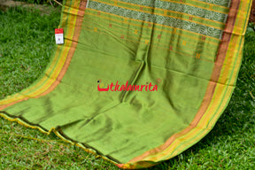 Lemon Yellow Kathifera Silk Saree