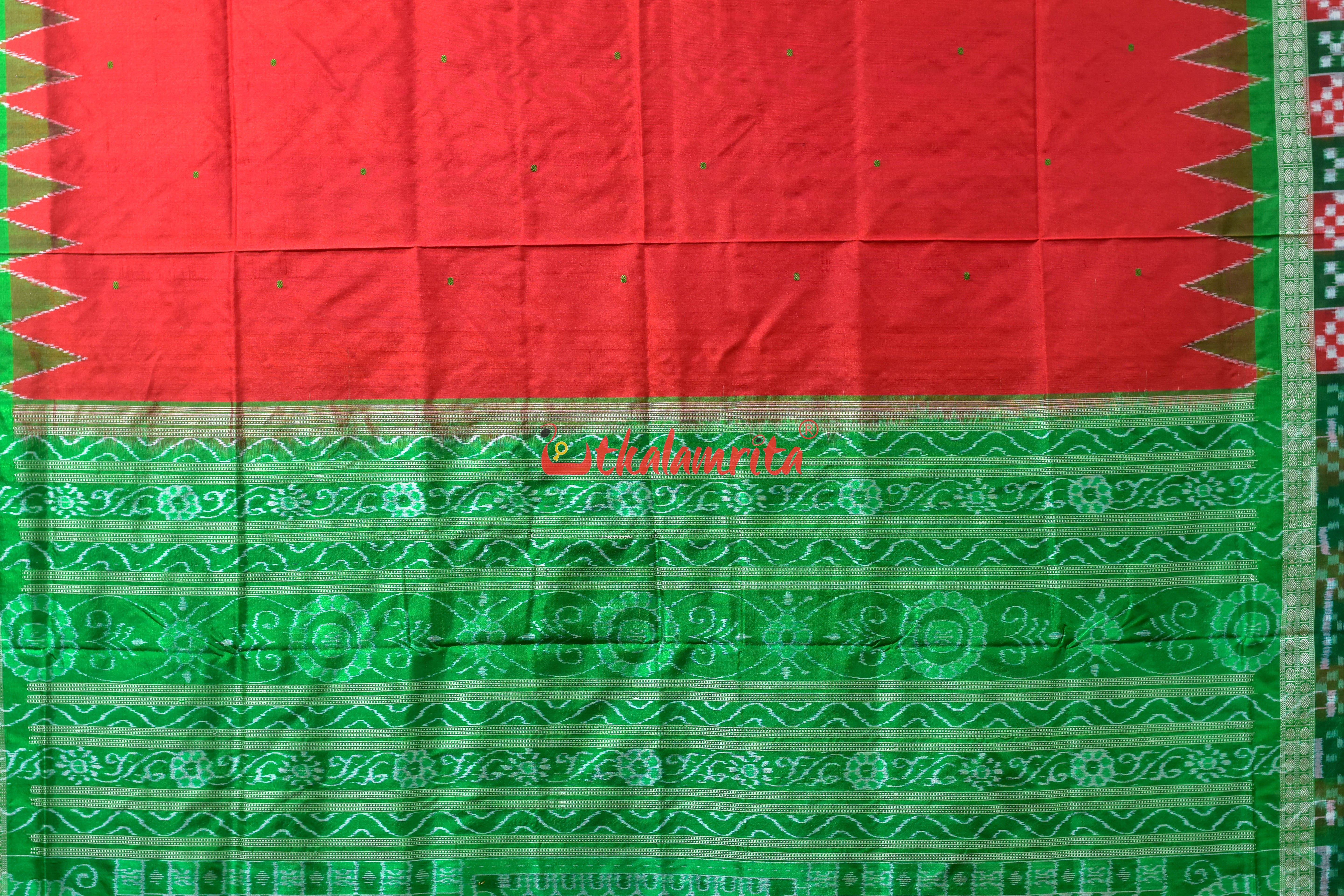 Red Border Pasapali Sambalpuri Silk Saree