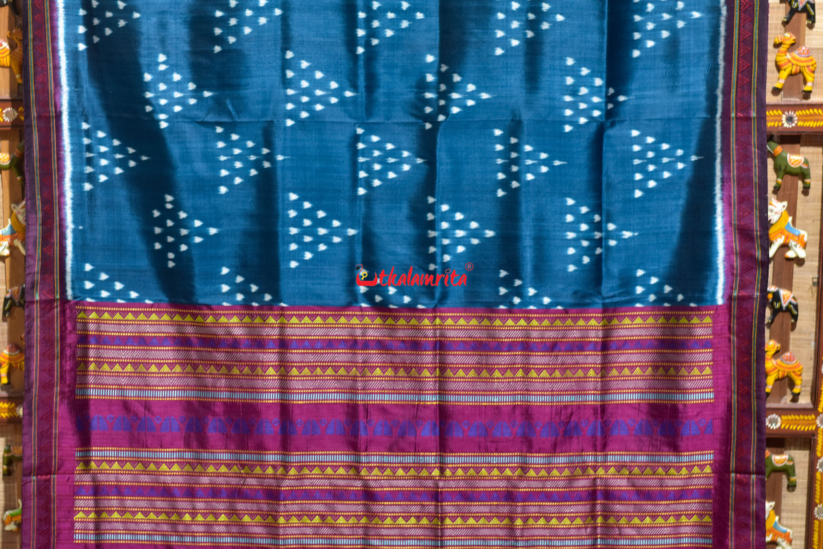 Blue Wine Chita Dongria Silk Saree