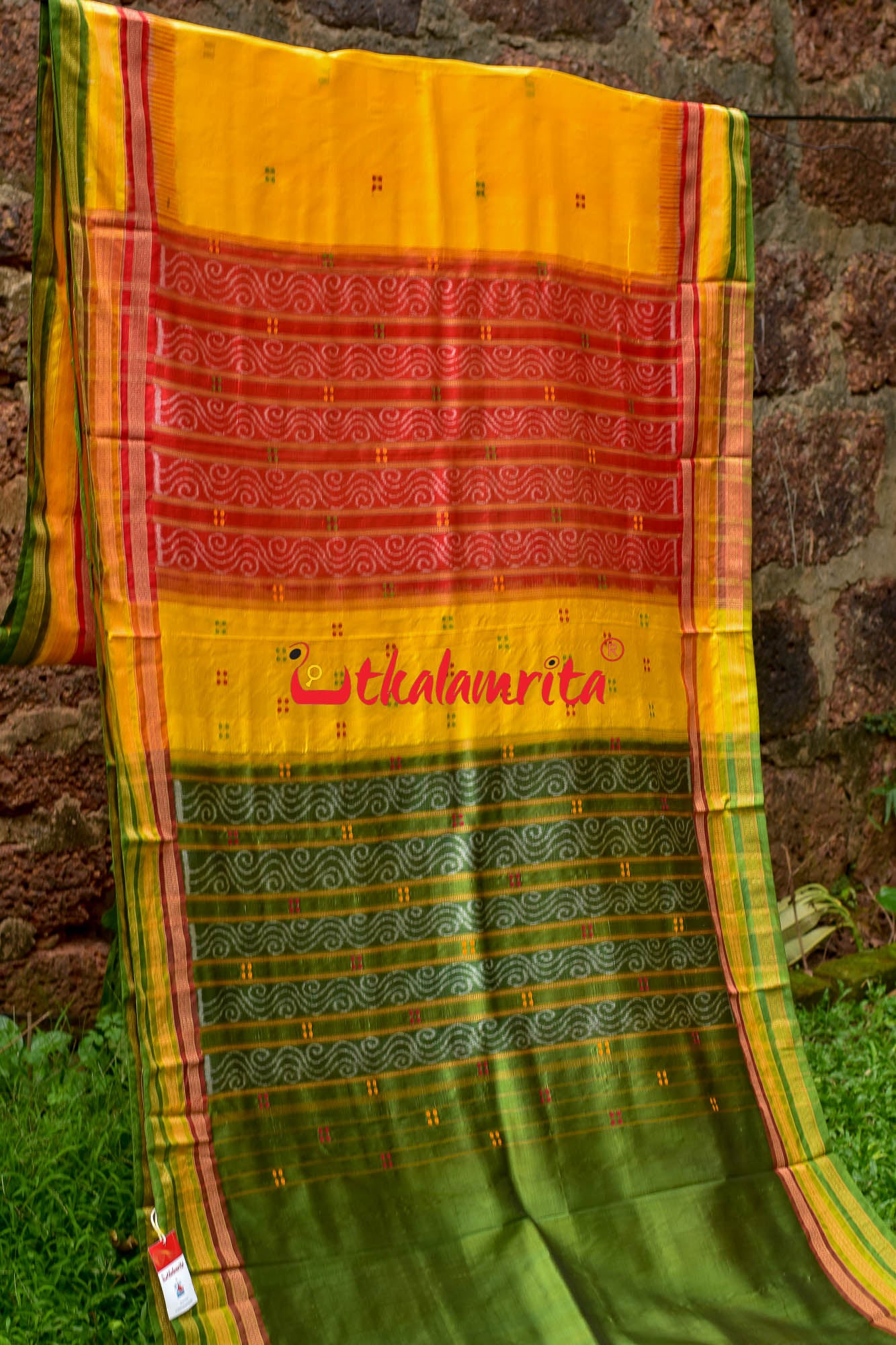 Lemon Yellow Kathifera Silk Saree