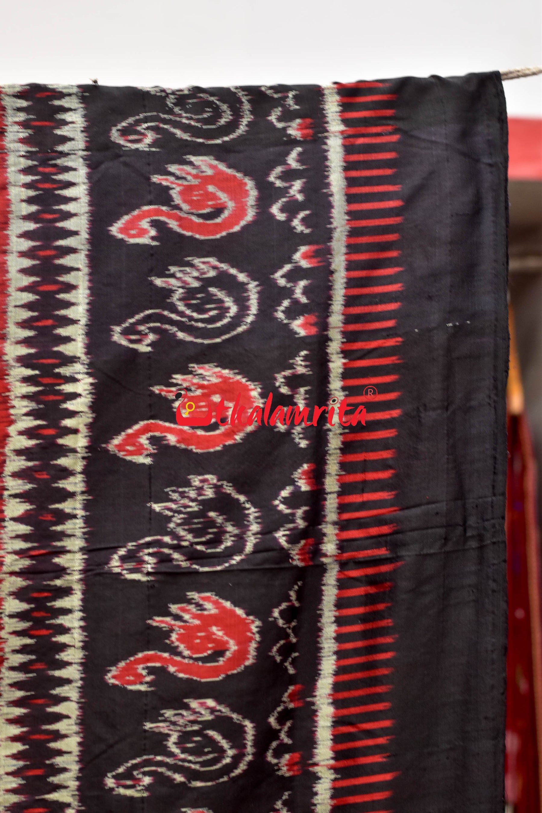 Red Black Bataka Scot Khandua Silk with BP