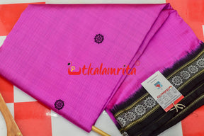 Pink Black Konark Chakra Border Silk Saree