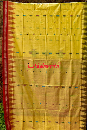 Soft Yellow Red Purple Bomkai Cotton Saree