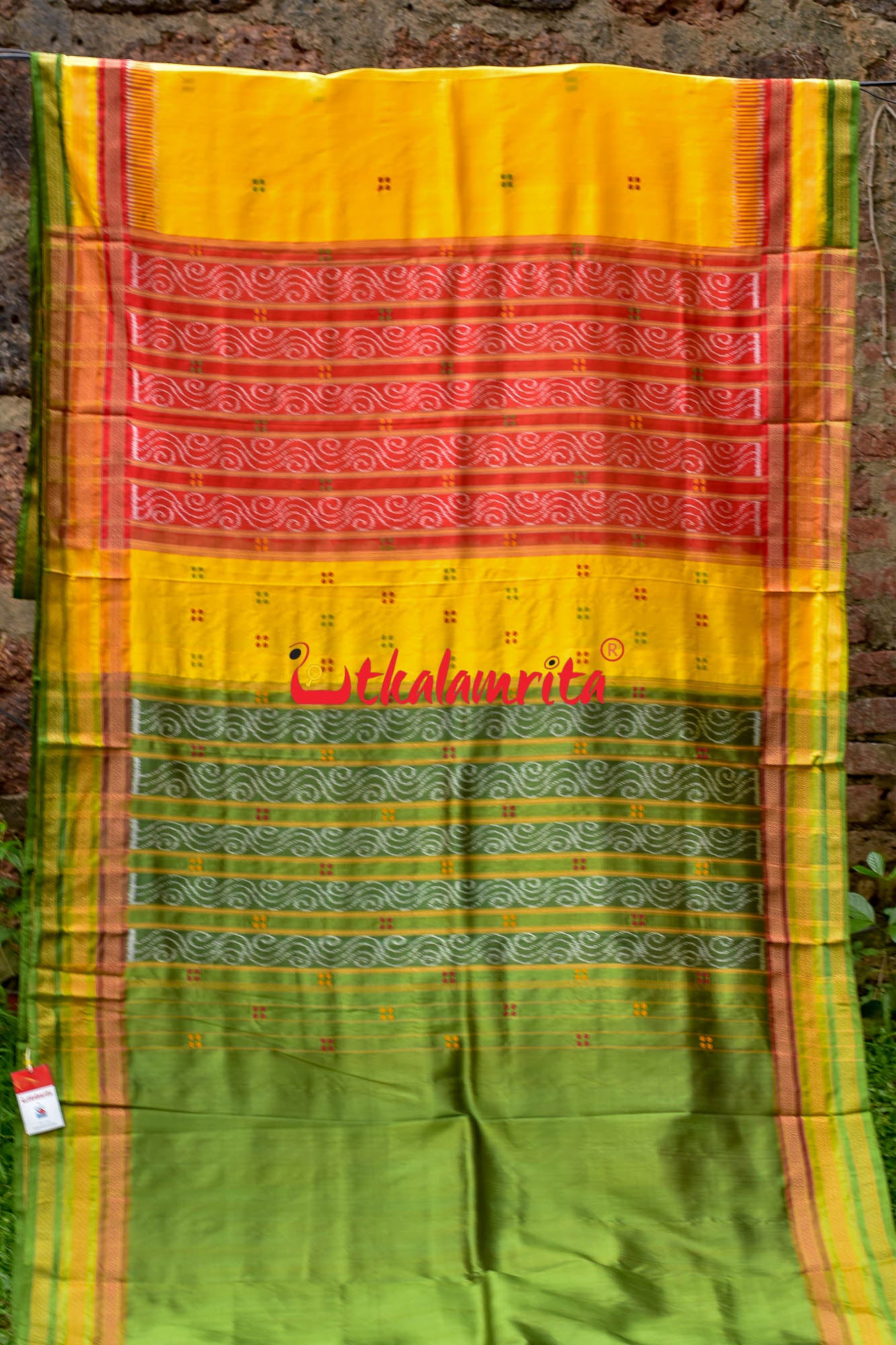 Lemon Yellow Kathifera Silk Saree