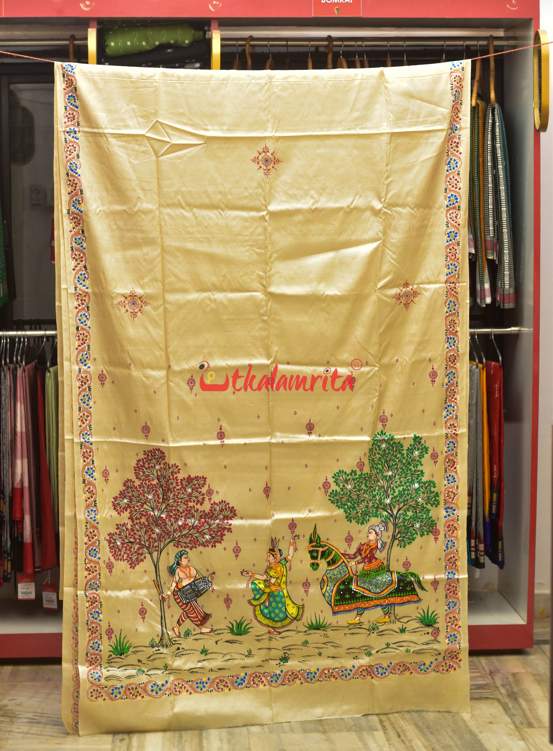 Ghoda Nacha Pattachitra Tussar Silk Saree