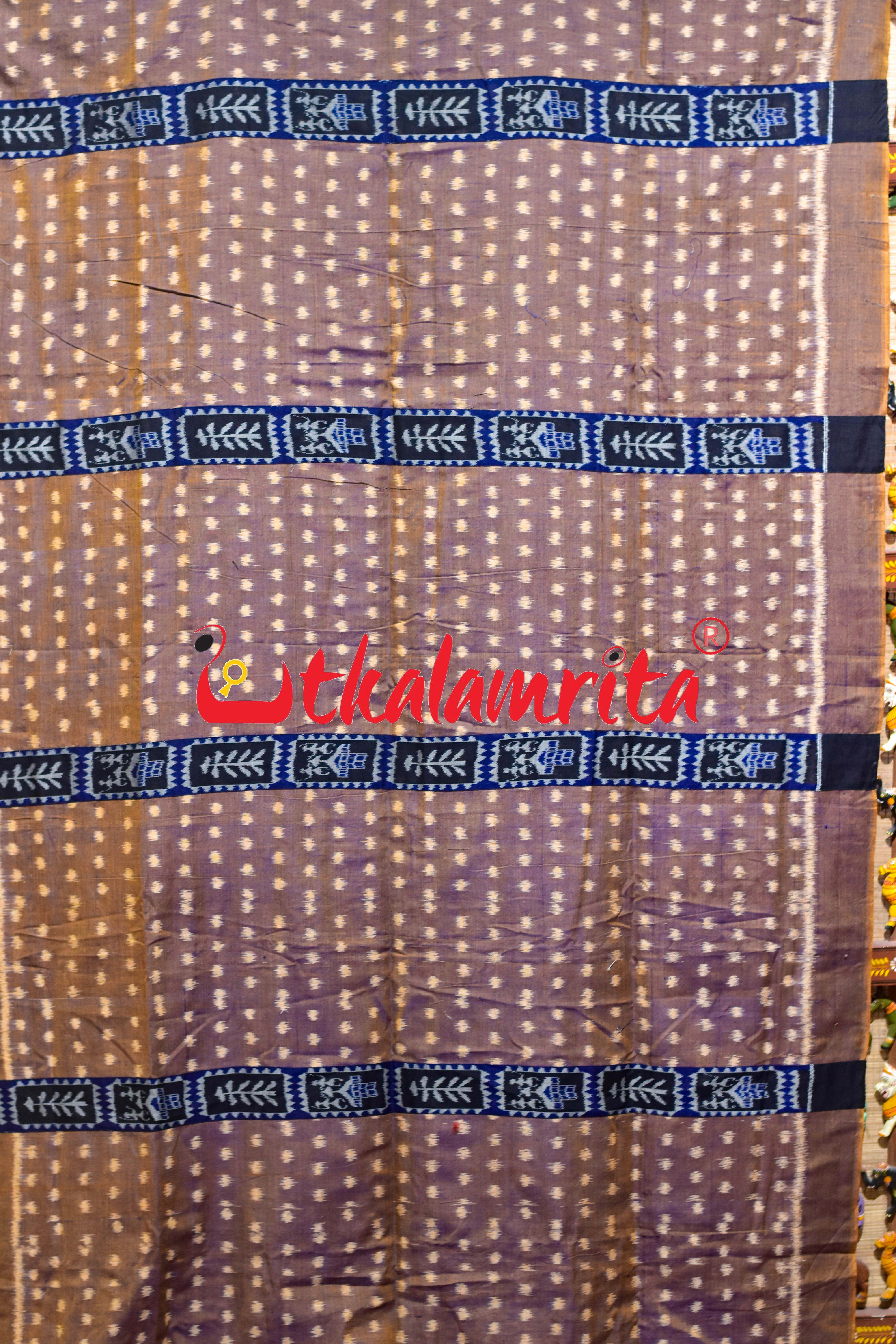 Golden Double Shade Buti Tribal Jharaka Designer Ikat Saree