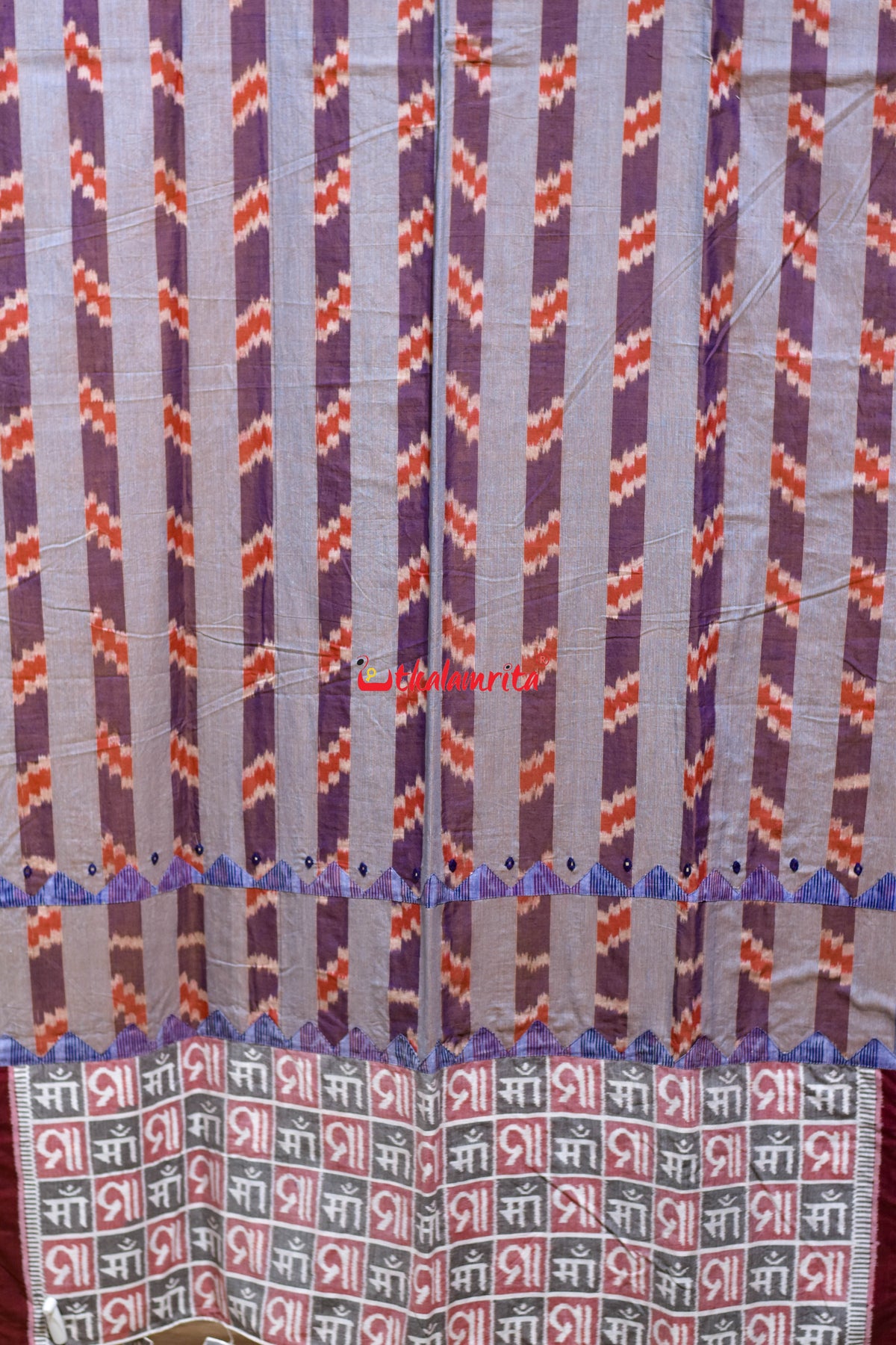 Dual Shade Purple Golden Grey Red Maa Anchal Designer Cotton Saree