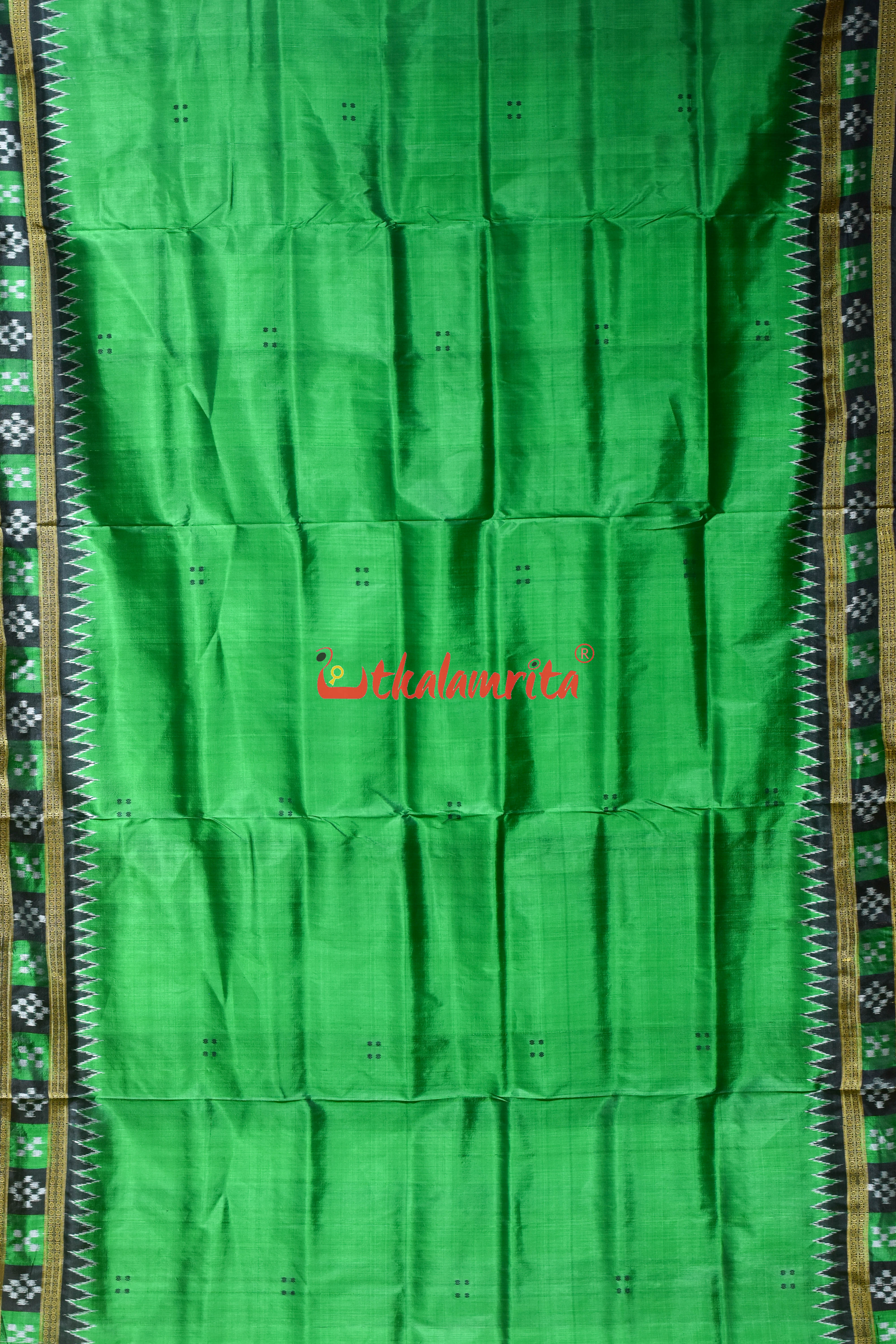 Green Kuthi Border Pasapali Khandua Silk Saree