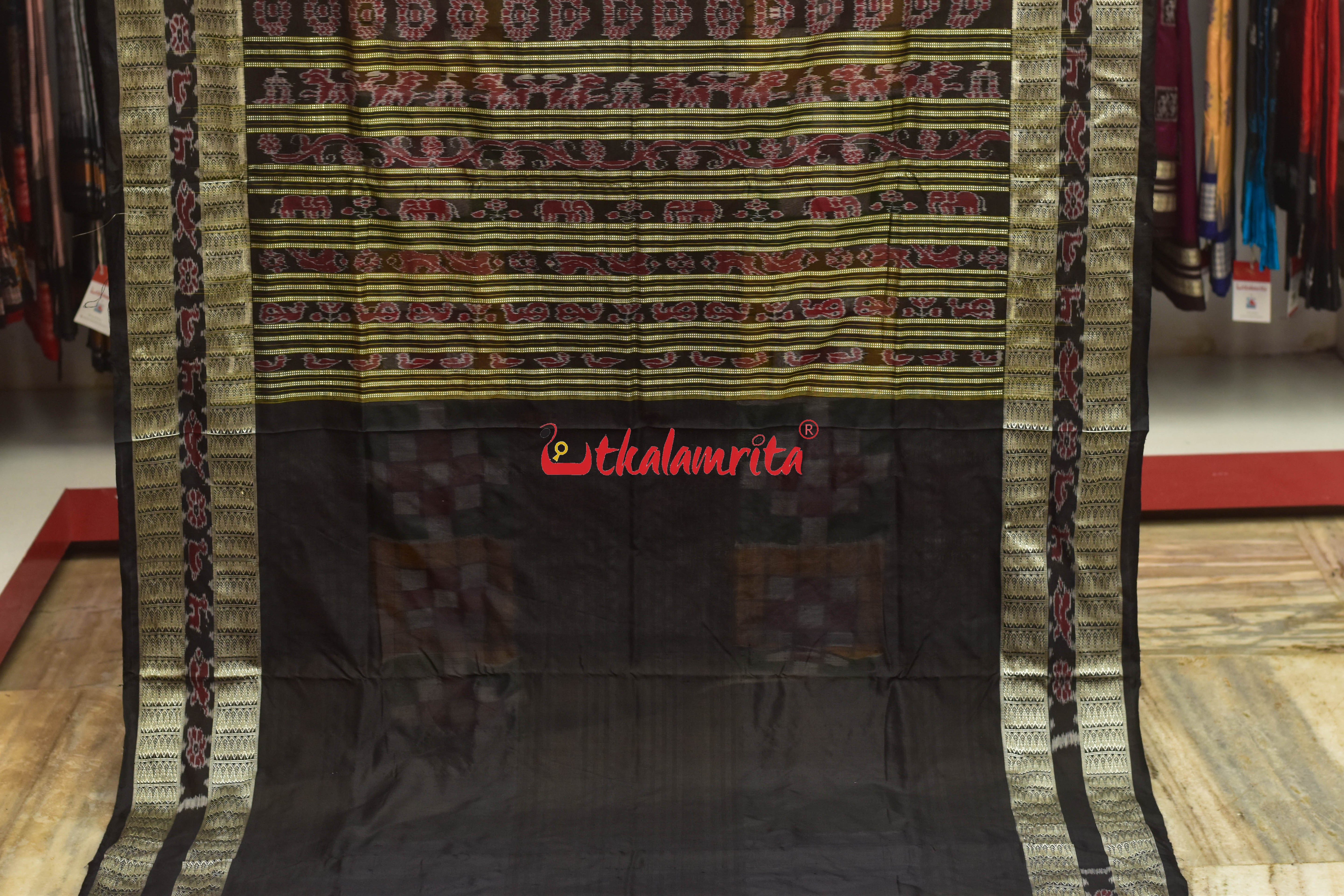 Yellow Green Red Bichitrapuri Sambalpuri Silk Saree