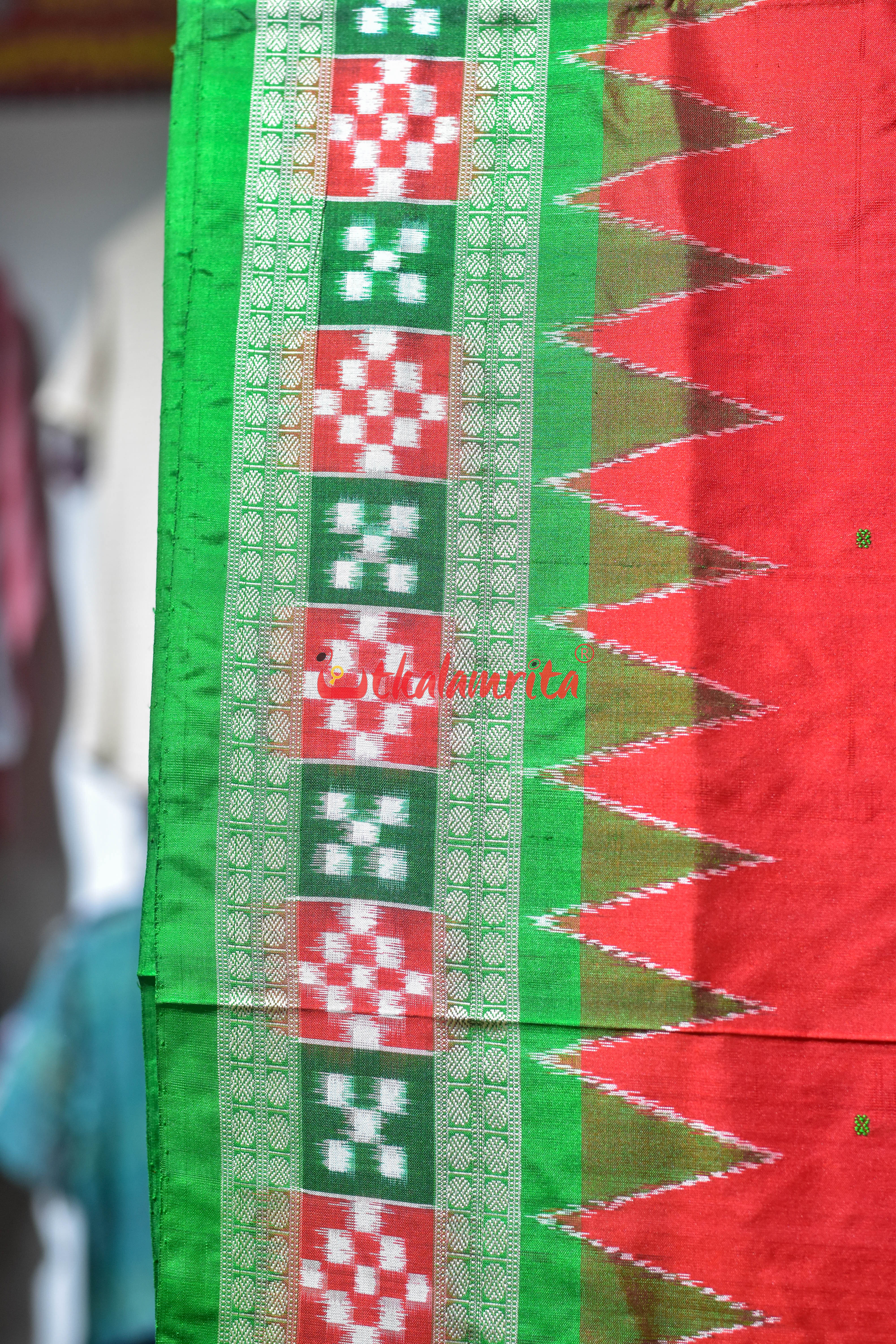 Red Border Pasapali Sambalpuri Silk Saree